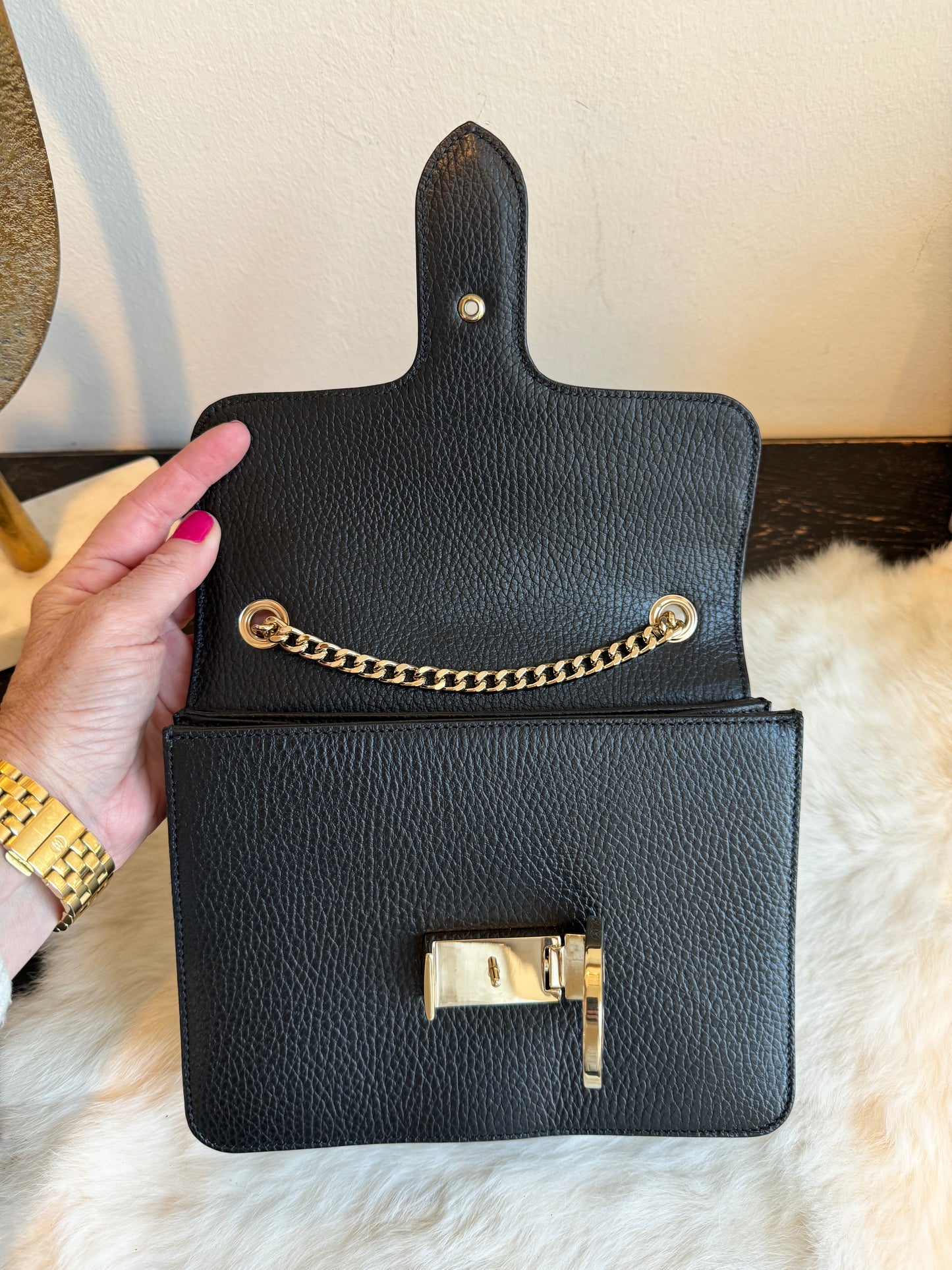 GUCCI Interlocking G Black Leather Bag