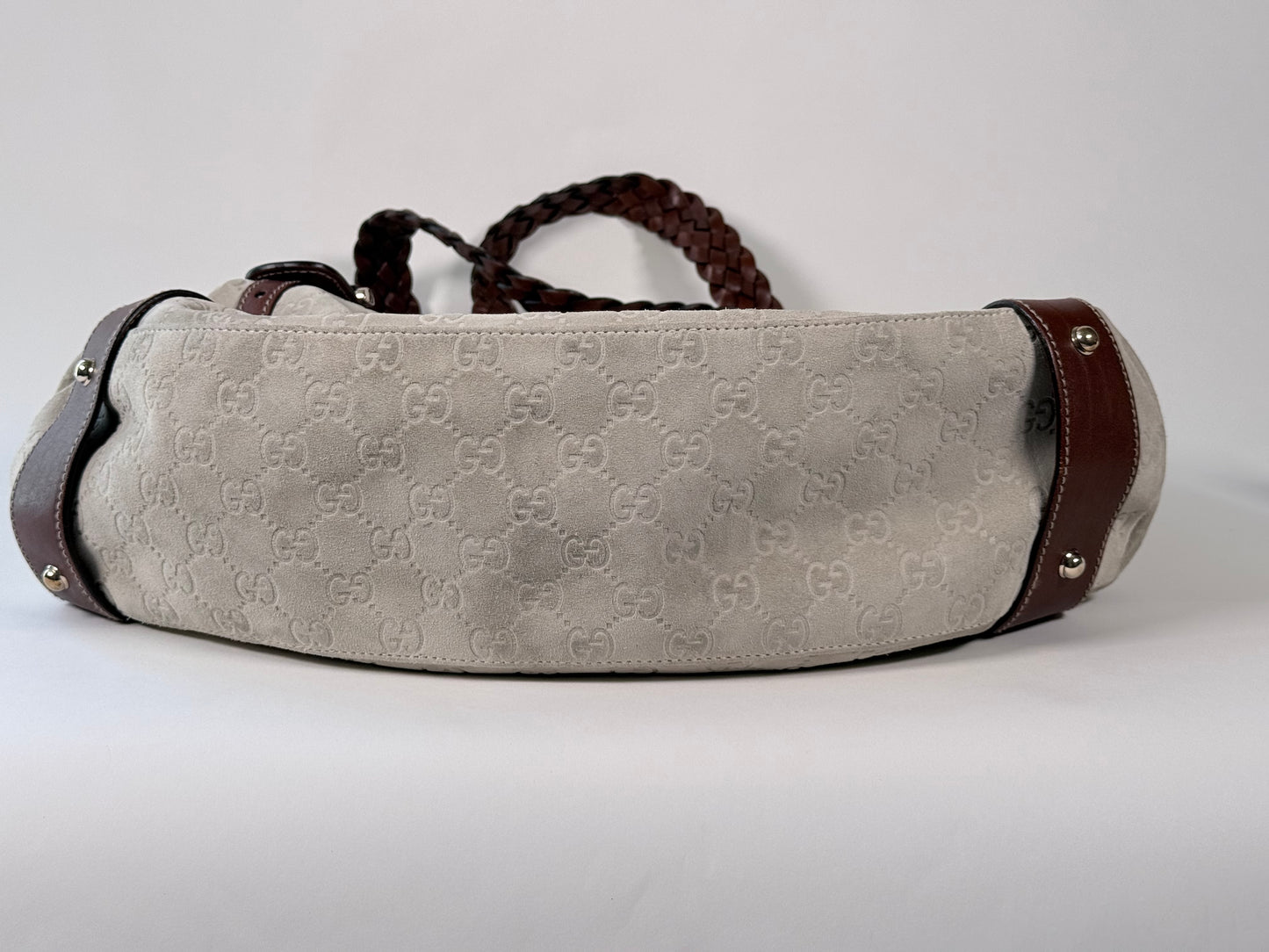Gucci White Guccissima Suede Pelham Medium Shoulder Bag