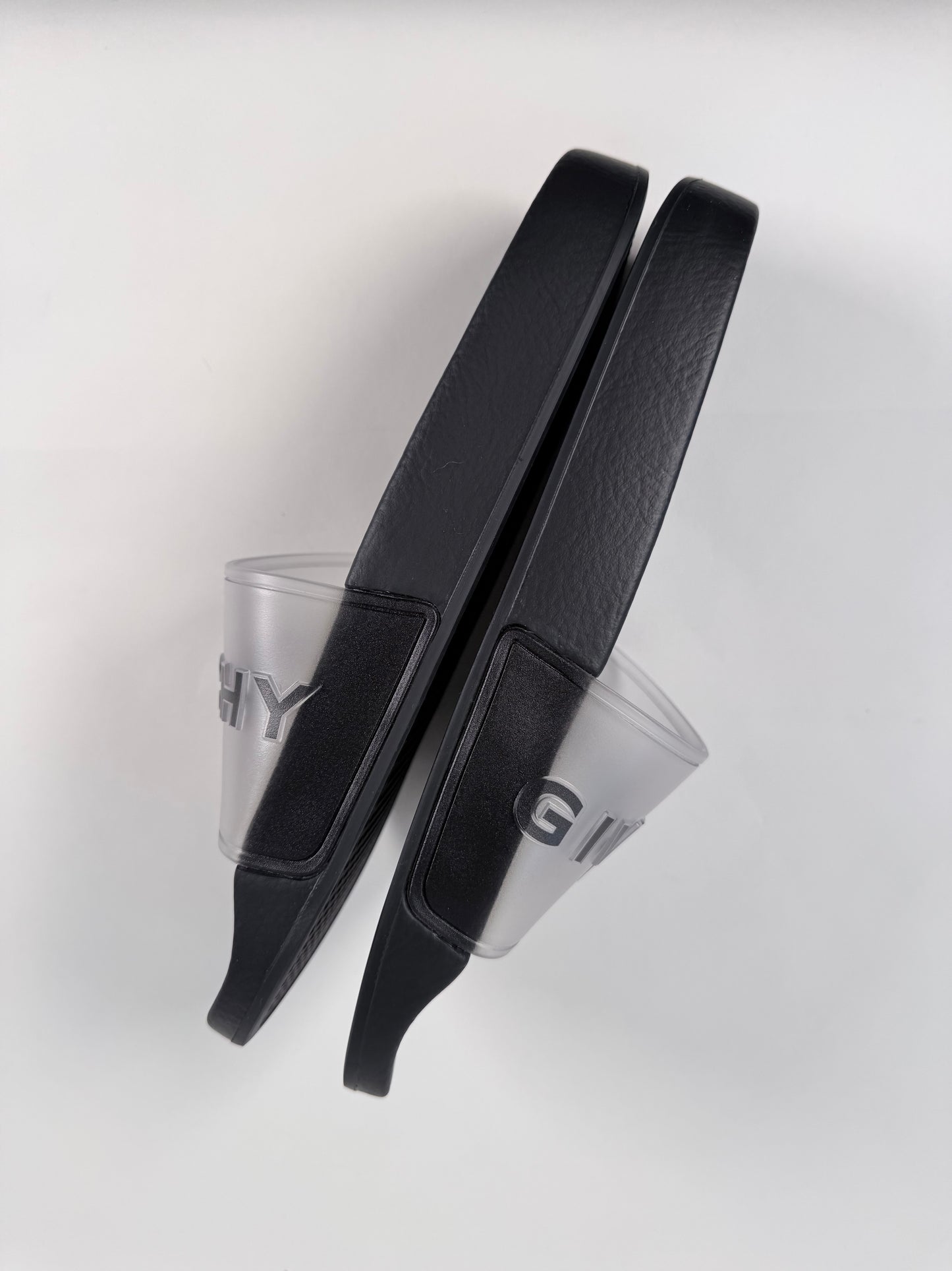 Like New!! GIVENCHY Black Translucent Rubber Womens Slides 38EU