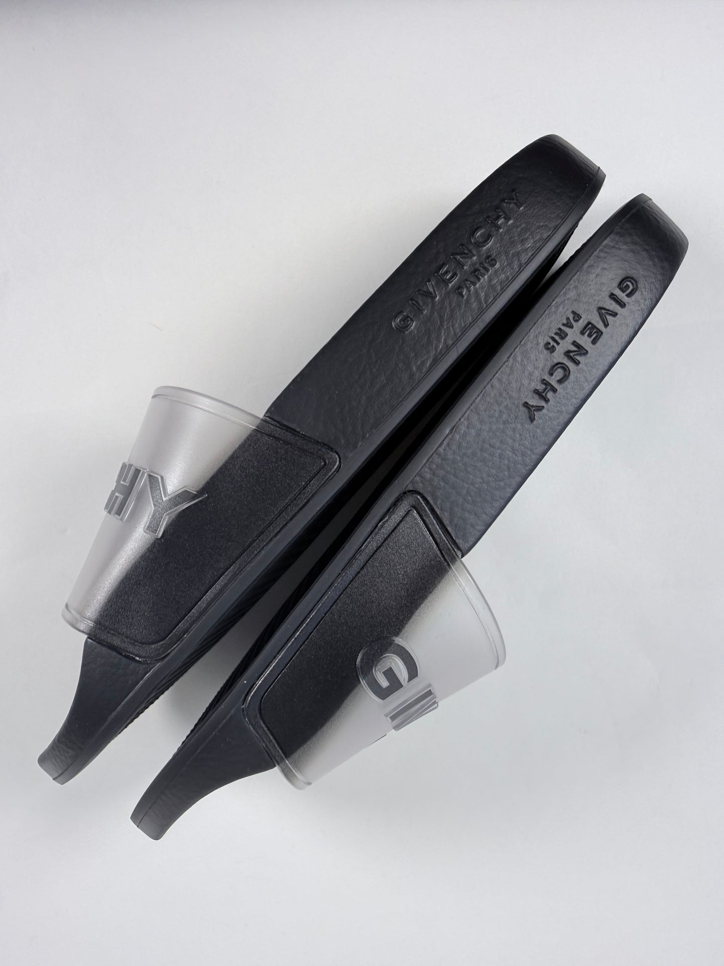 Like New!! GIVENCHY Black Translucent Rubber Womens Slides 38EU