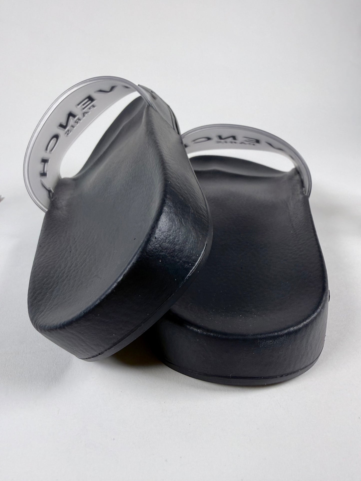 Like New!! GIVENCHY Black Translucent Rubber Womens Slides 38EU