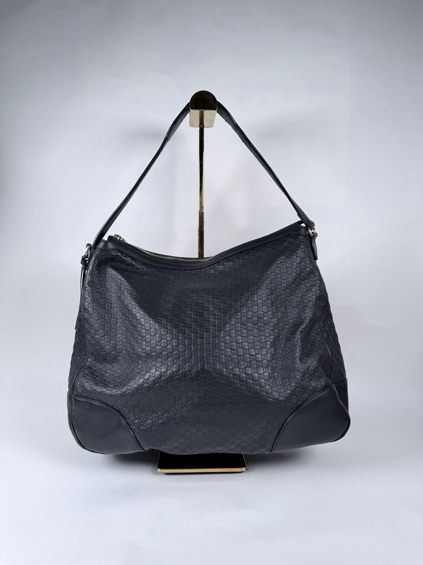 GUCCI Bree Micro-Guccissima Signature Black Large Hobo