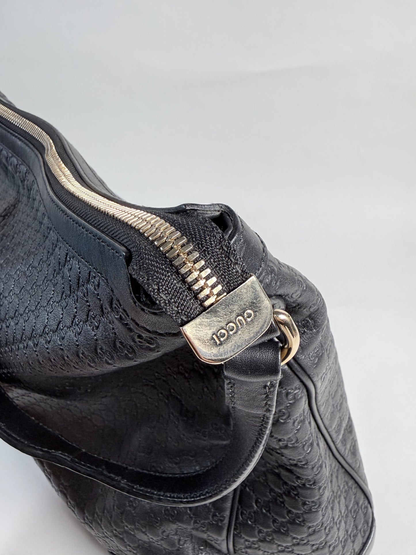 GUCCI Bree Micro-Guccissima Signature Black Large Hobo