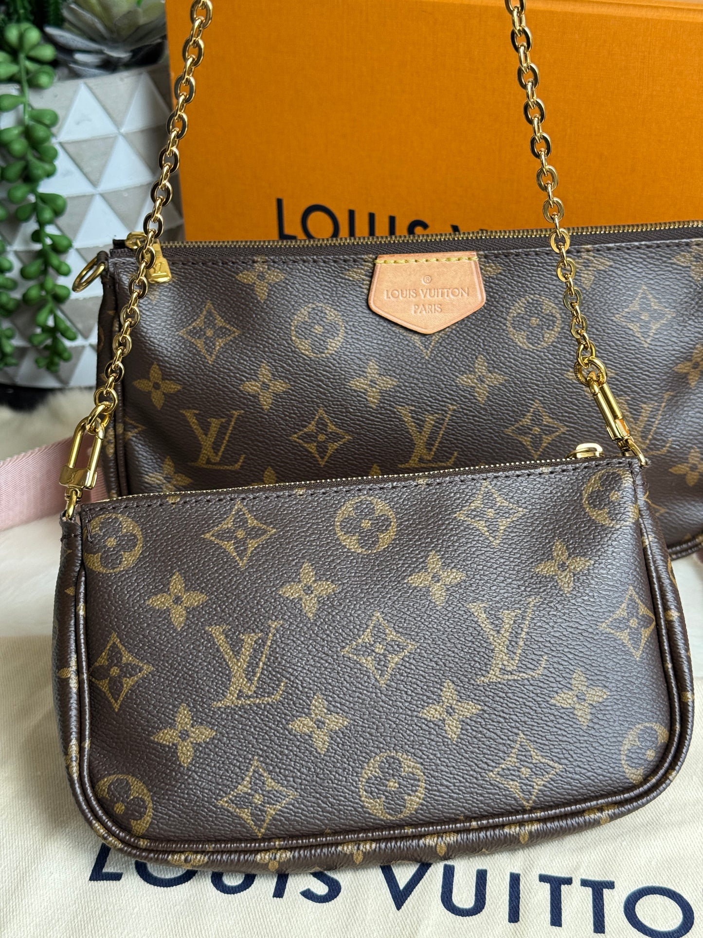 Louis Vuitton Multi Pochette Accessories Monogram Pink
