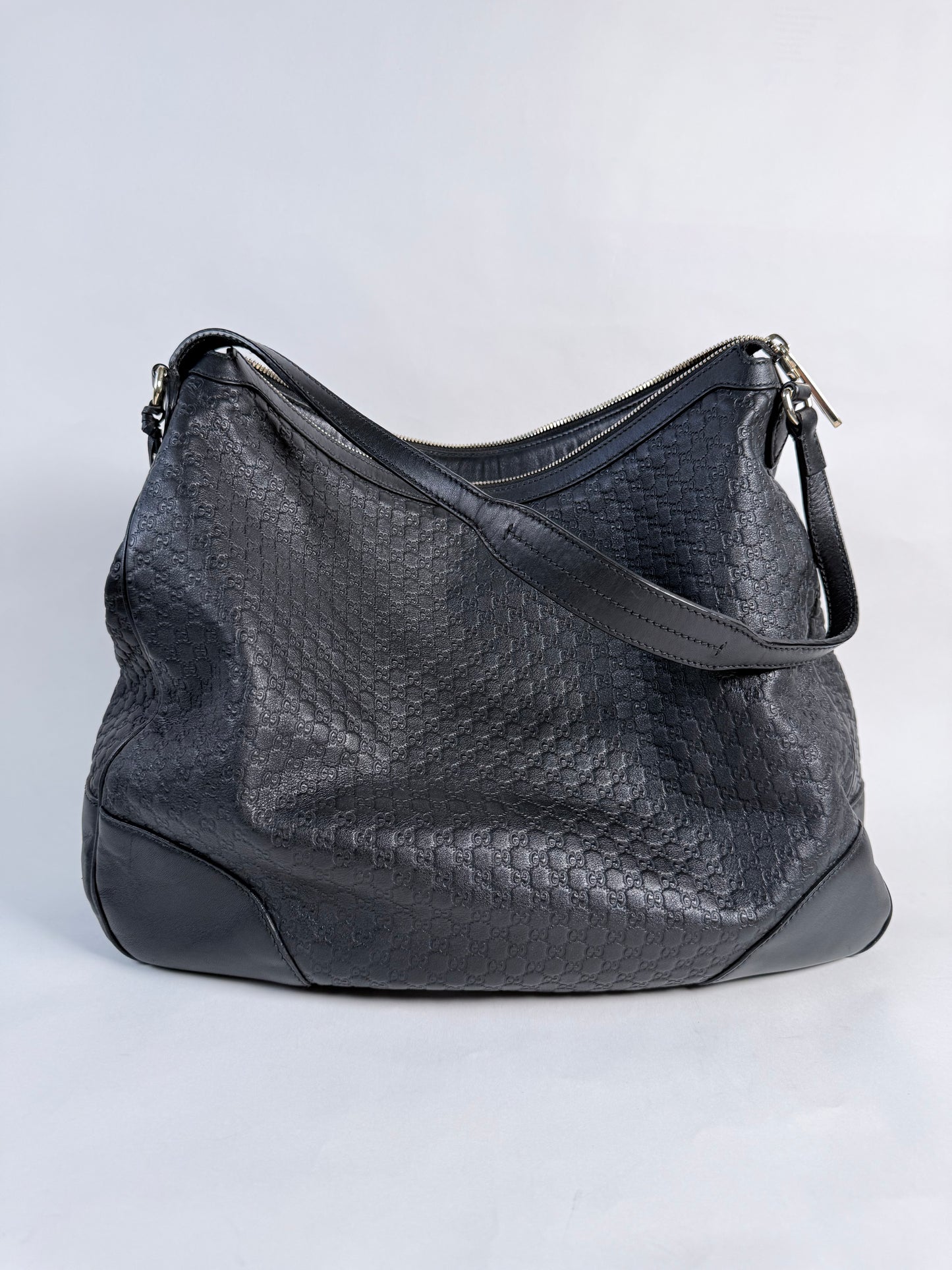 GUCCI Bree Micro-Guccissima Signature Black Large Hobo