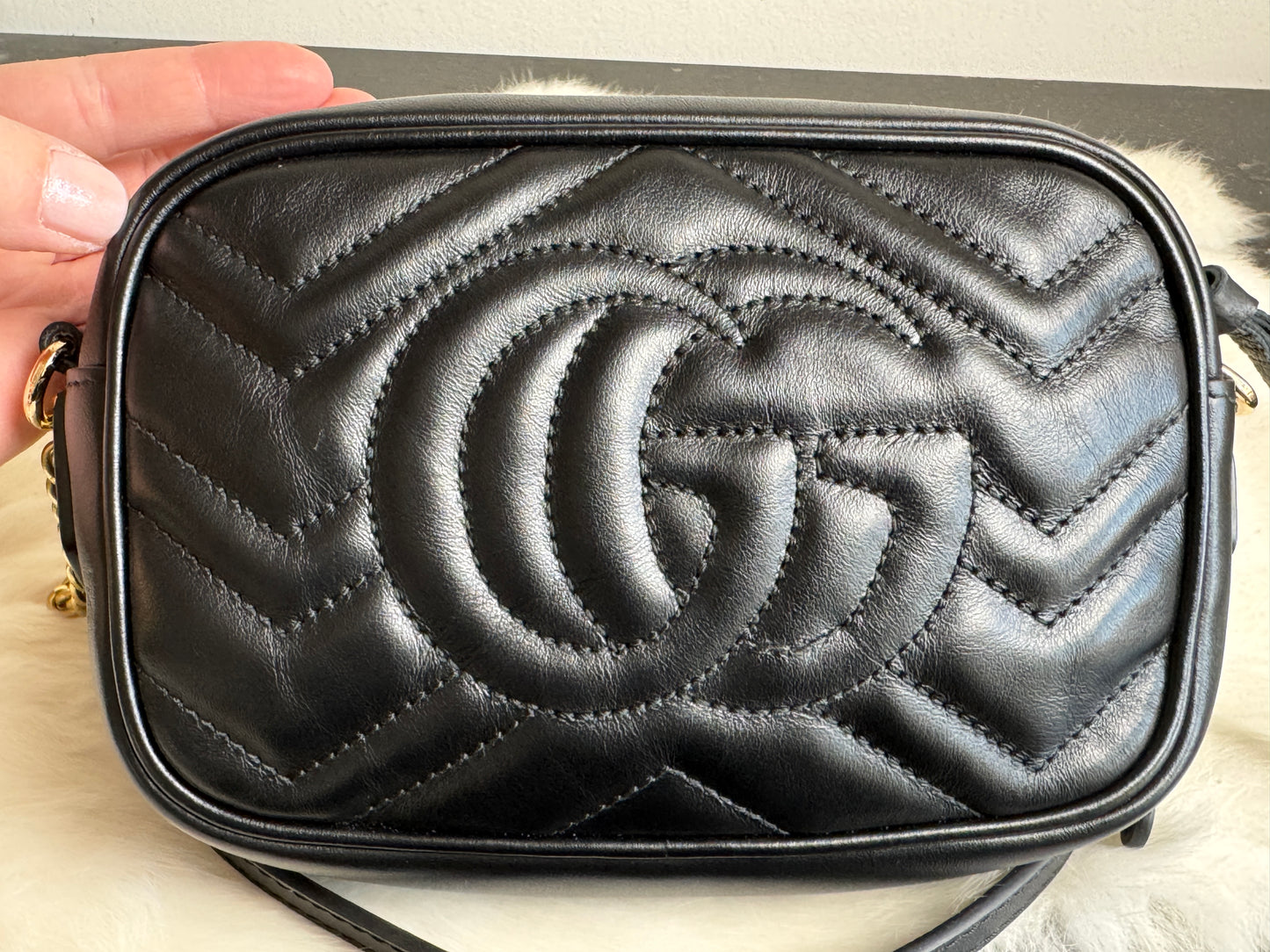 GUCCI Mini Marmont Camera Bag Black