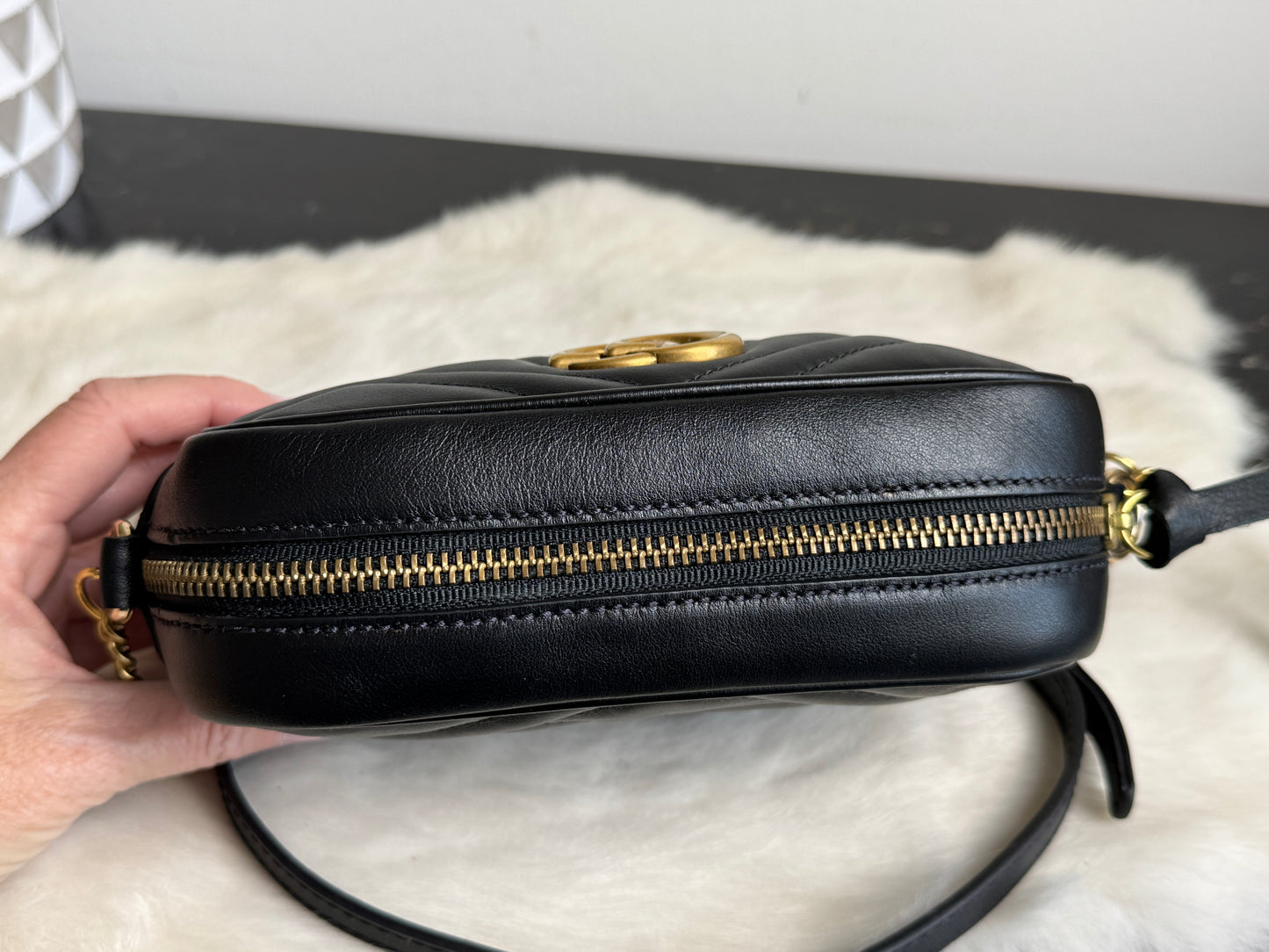 GUCCI Mini Marmont Camera Bag Black