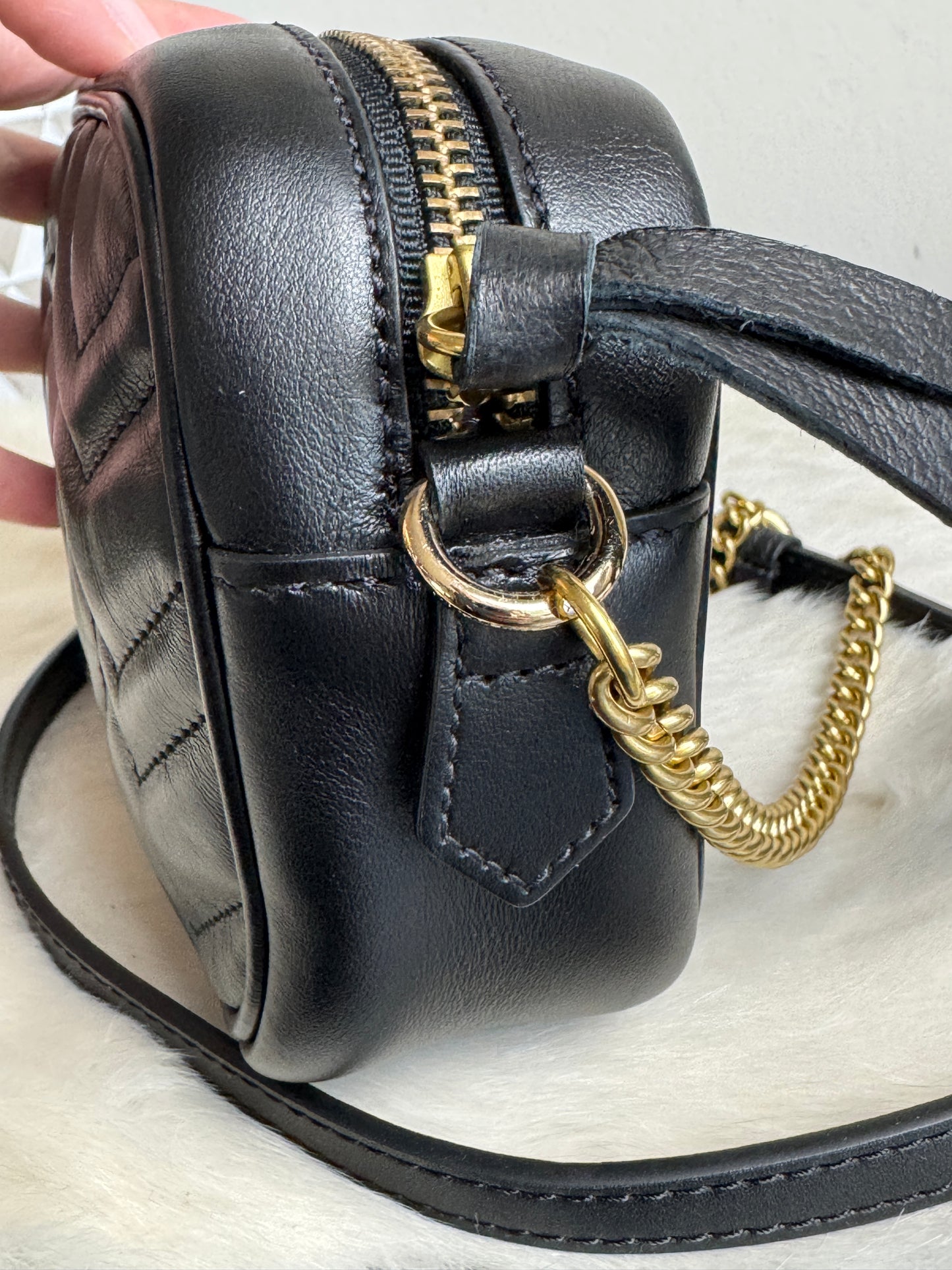 GUCCI Mini Marmont Camera Bag Black