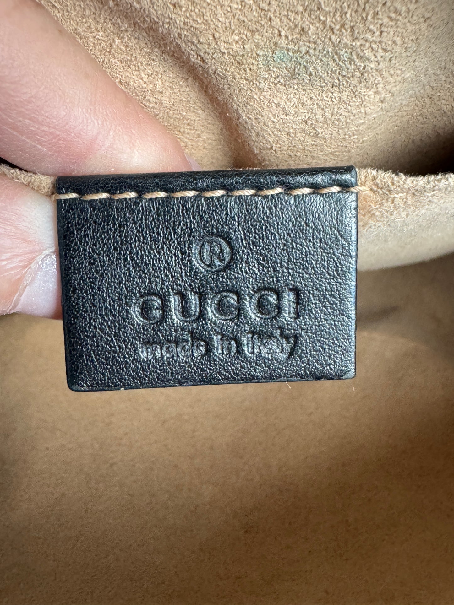 GUCCI Black Leather GG Marmont Small Camera Bag