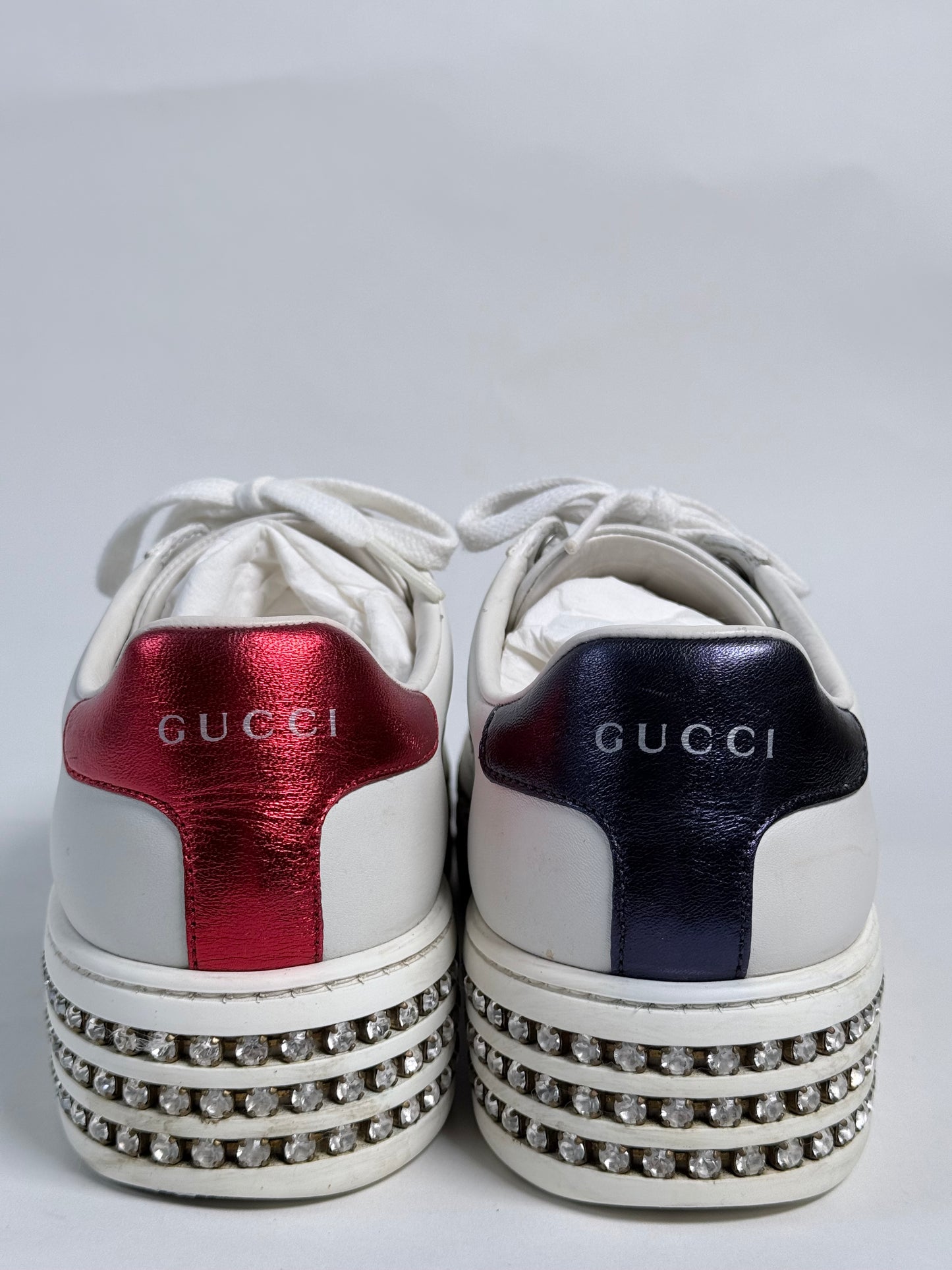 GUCCI Ace Bee Rhinestone Platforms Women's Size 34.5EU