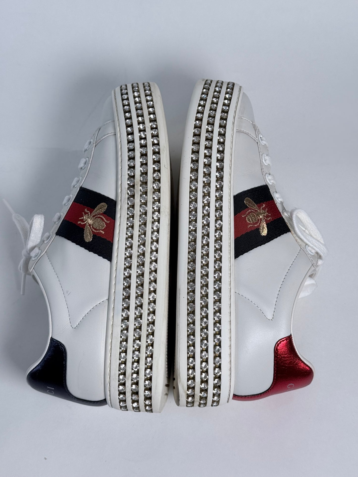 GUCCI Ace Bee Rhinestone Platforms Women's Size 34.5EU