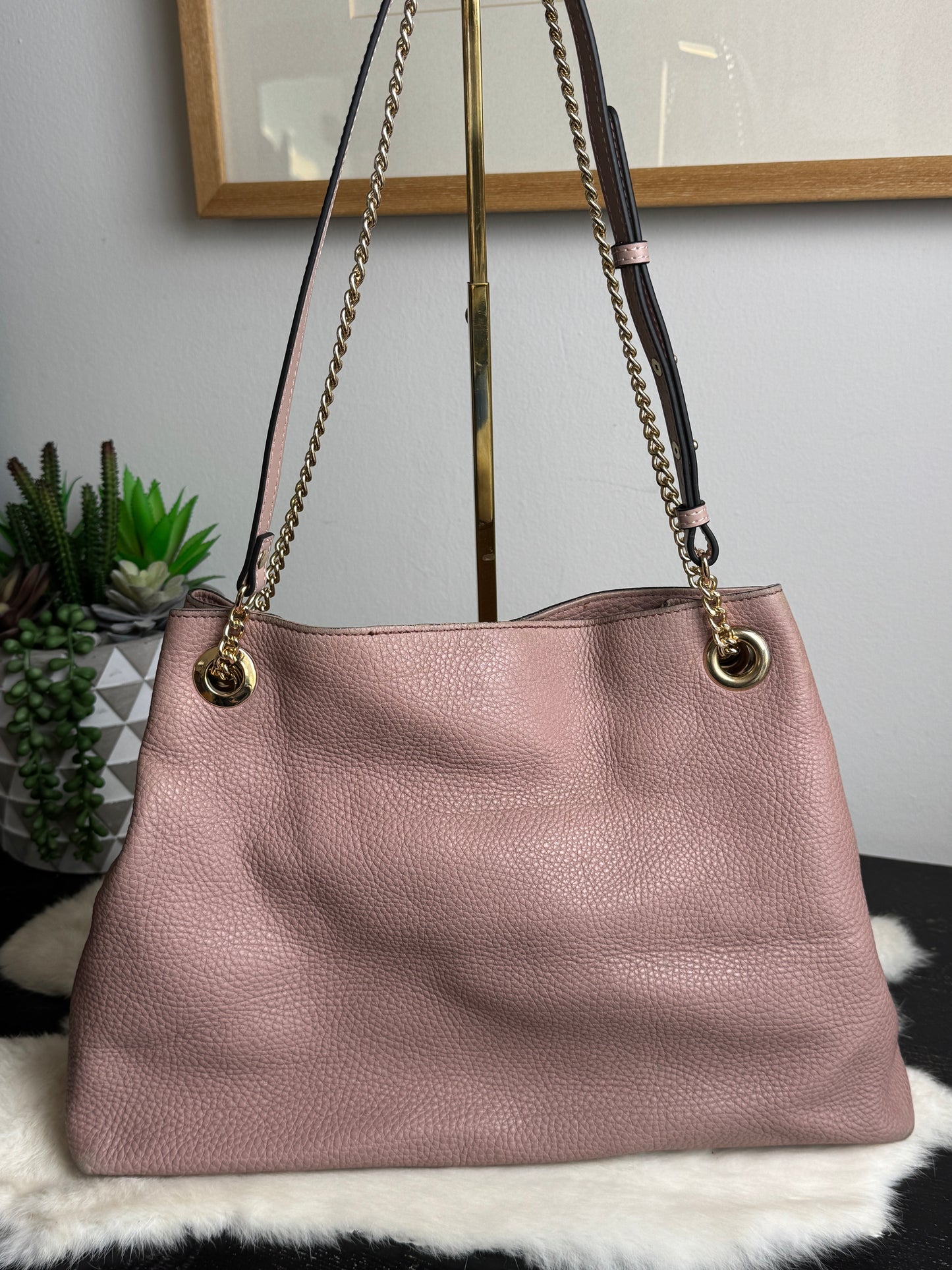 GUCCI Soho Lt Pink Pebbled Chain Hobo Bag