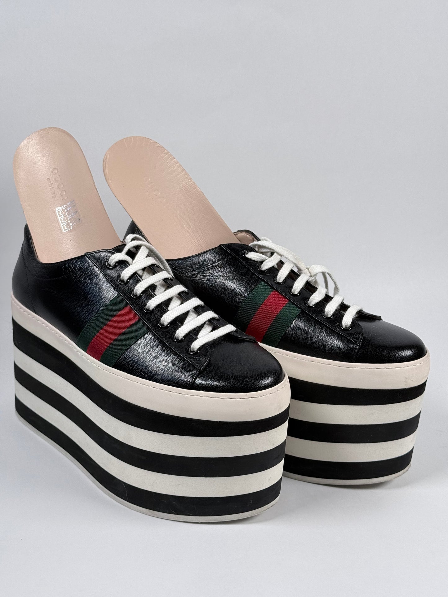 GUCCI Black Peggy Platforms Women's Sneakers 39EU
