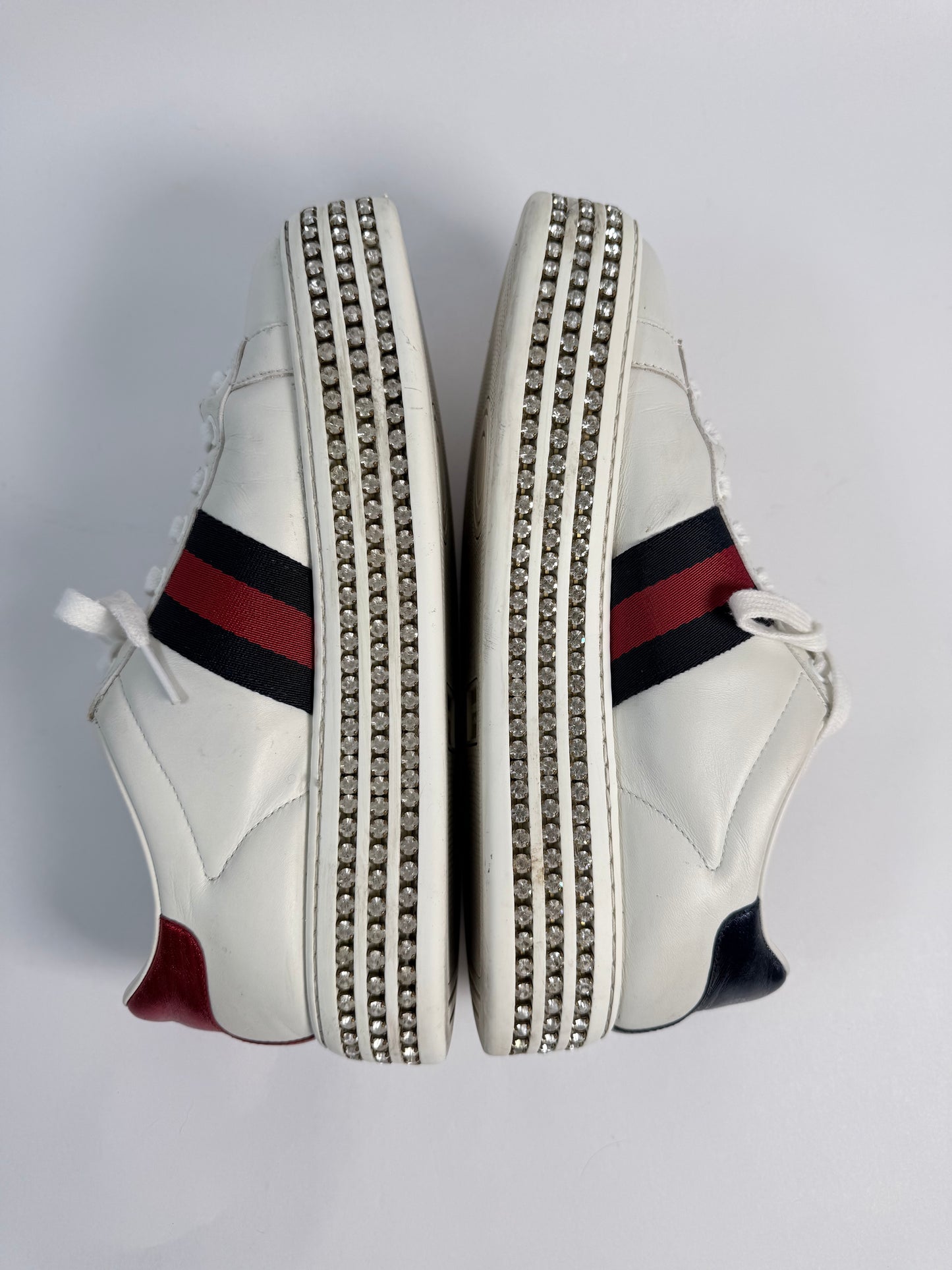 GUCCI Ace Bee Rhinestone Platforms Women's Size 38EU
