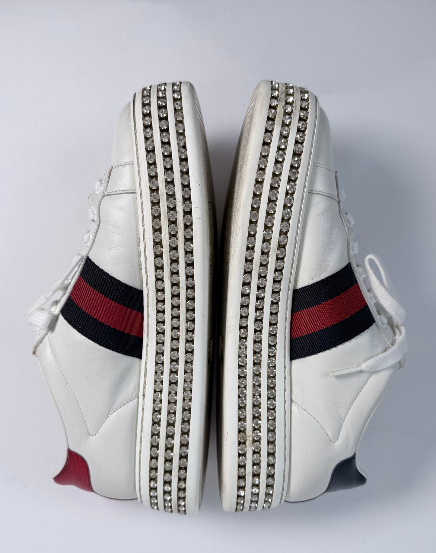 GUCCI Ace Bee Rhinestone Platforms Women's Size 38EU