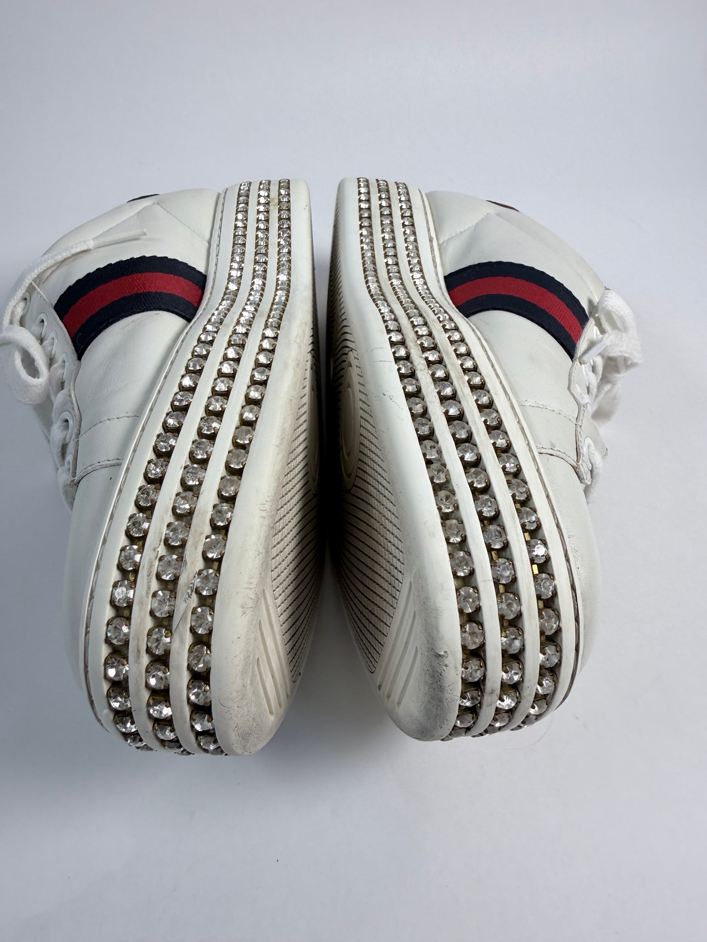 GUCCI Ace Bee Rhinestone Platforms Women's Size 38EU