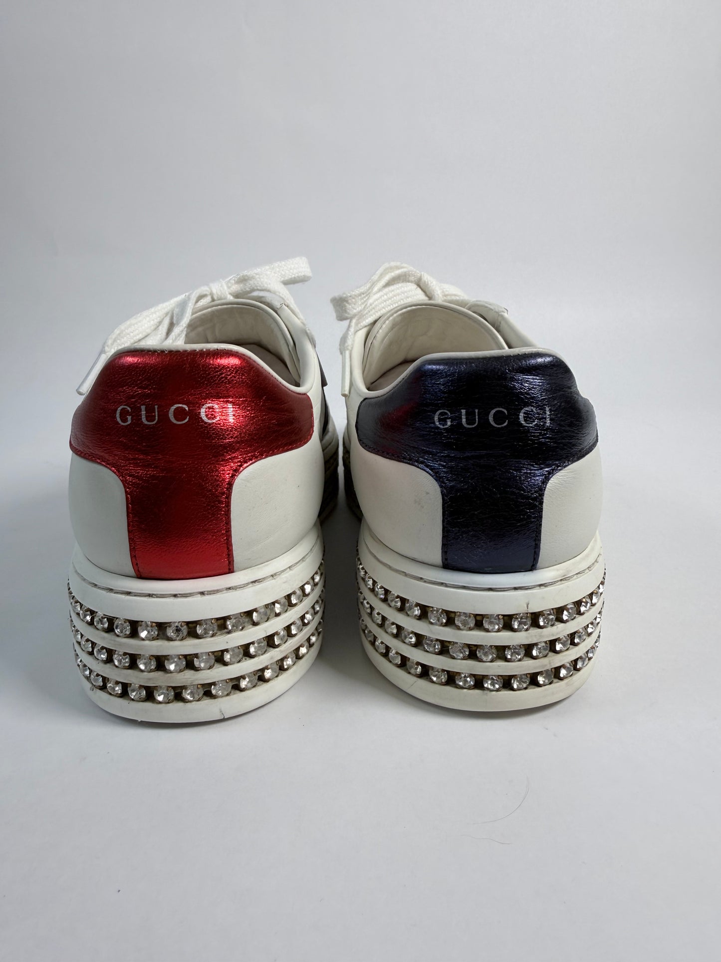GUCCI Ace Bee Rhinestone Platforms Women's Size 38EU