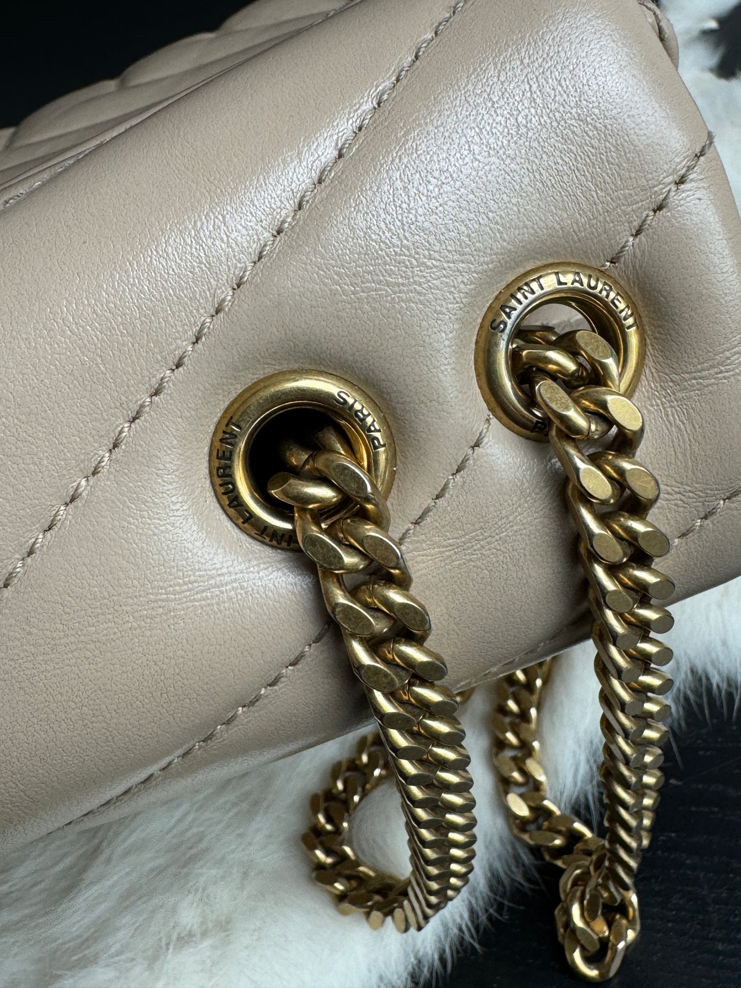 YSL Small LouLou Quilted “Y” Dark Beige