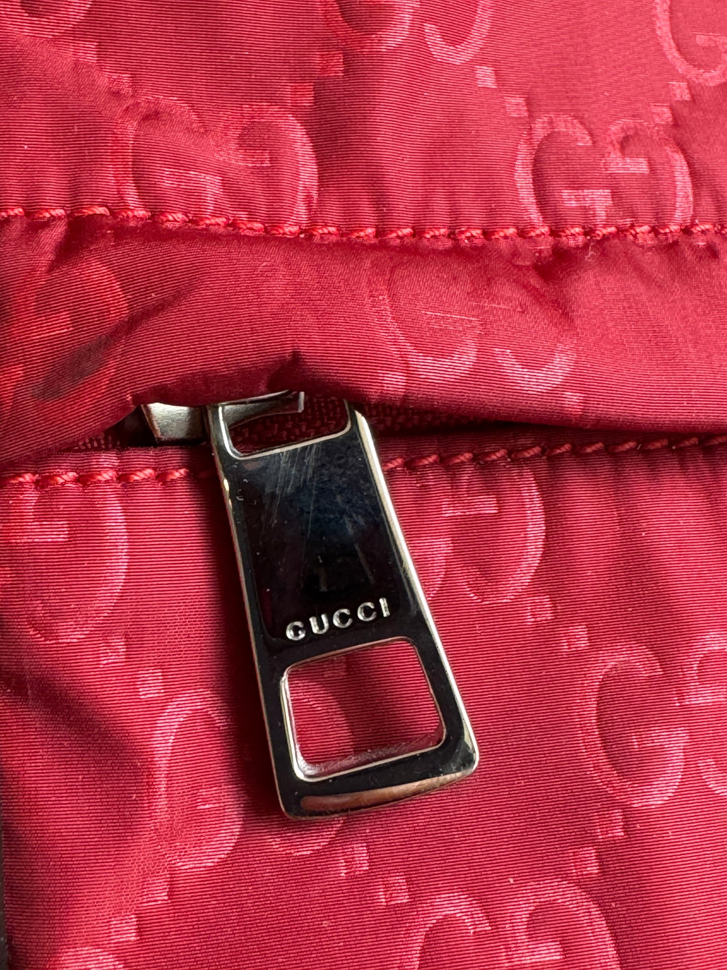 GUCCI Red Nylon Guccissima Travel Backpack