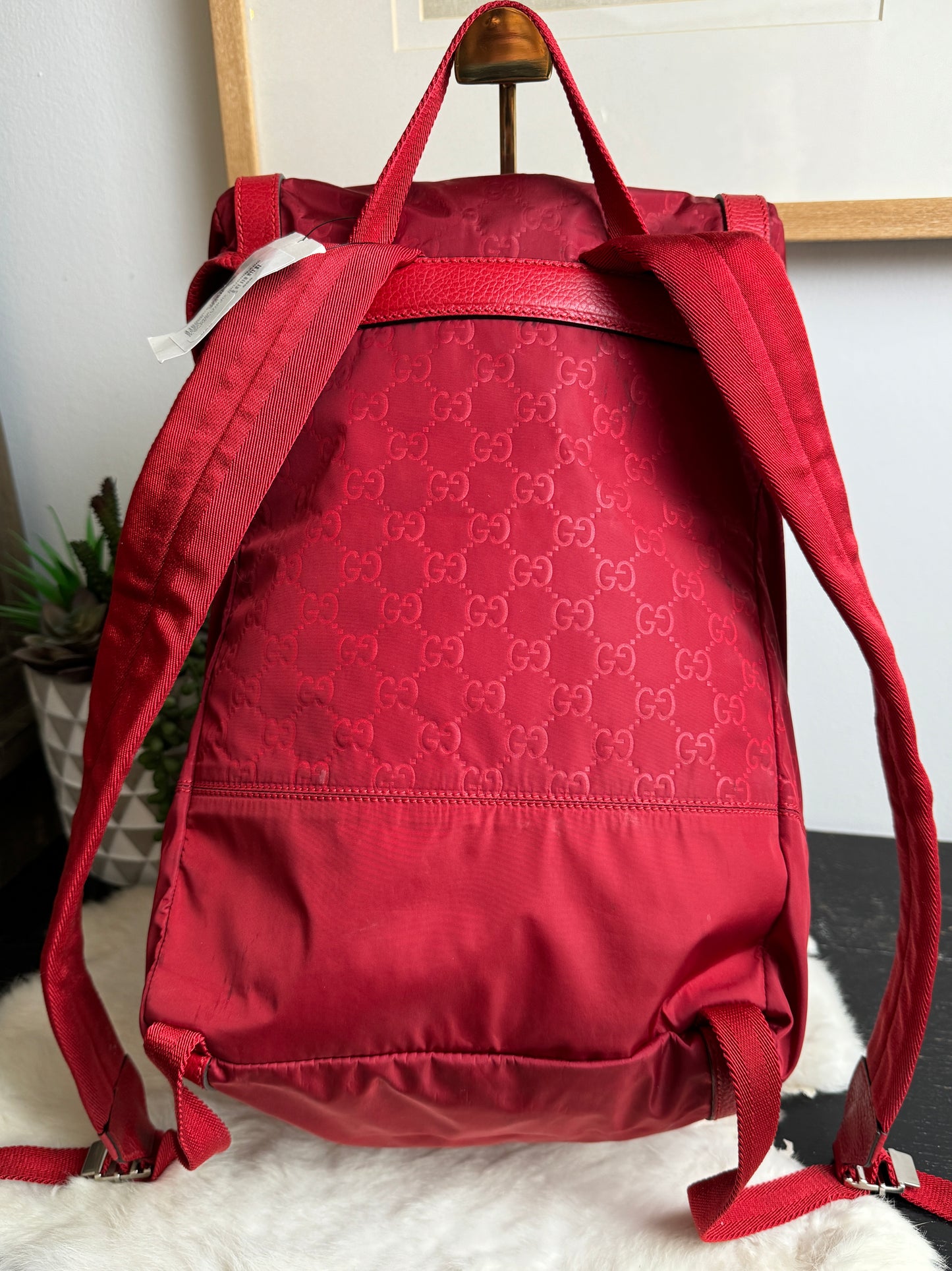 GUCCI Red Nylon Guccissima Travel Backpack