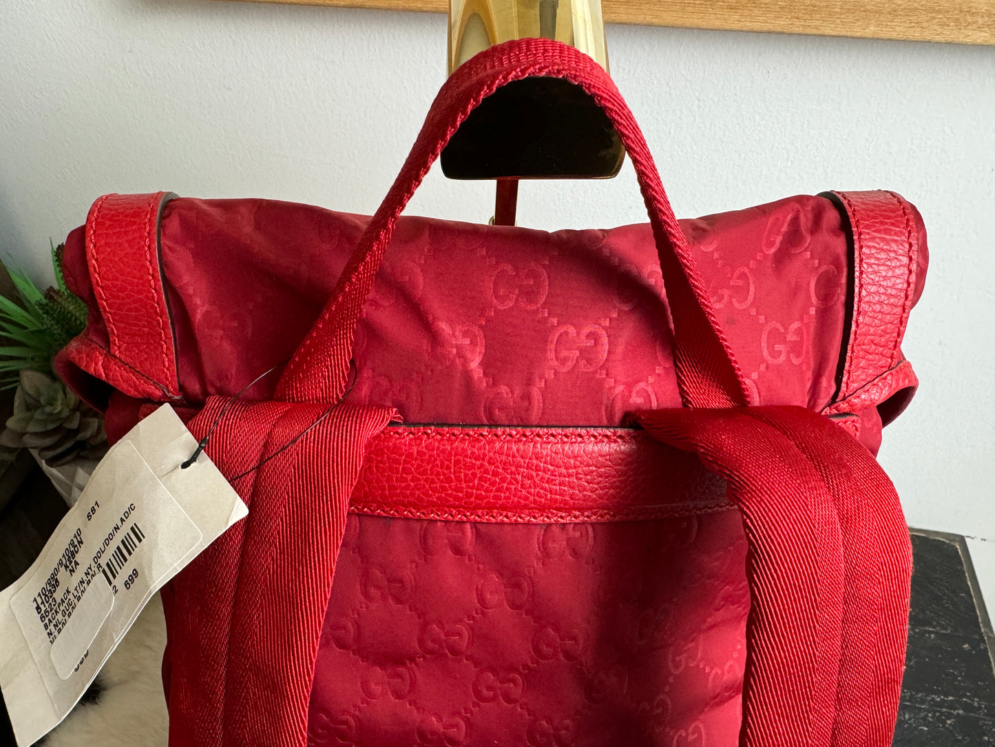 GUCCI Red Nylon Guccissima Travel Backpack