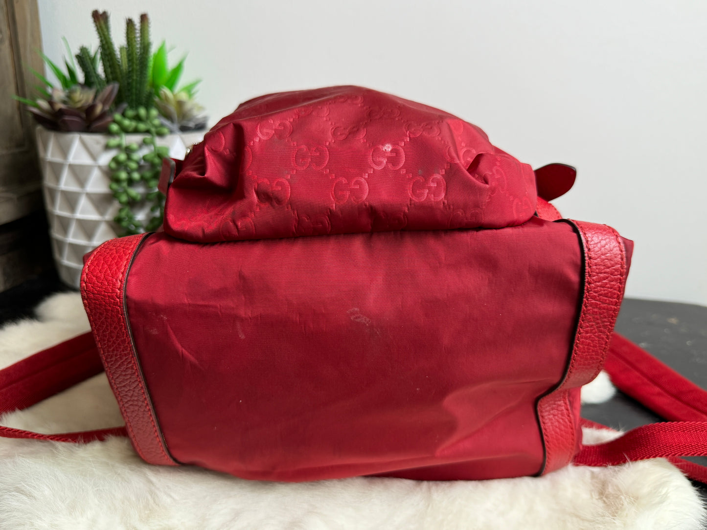 GUCCI Red Nylon Guccissima Travel Backpack