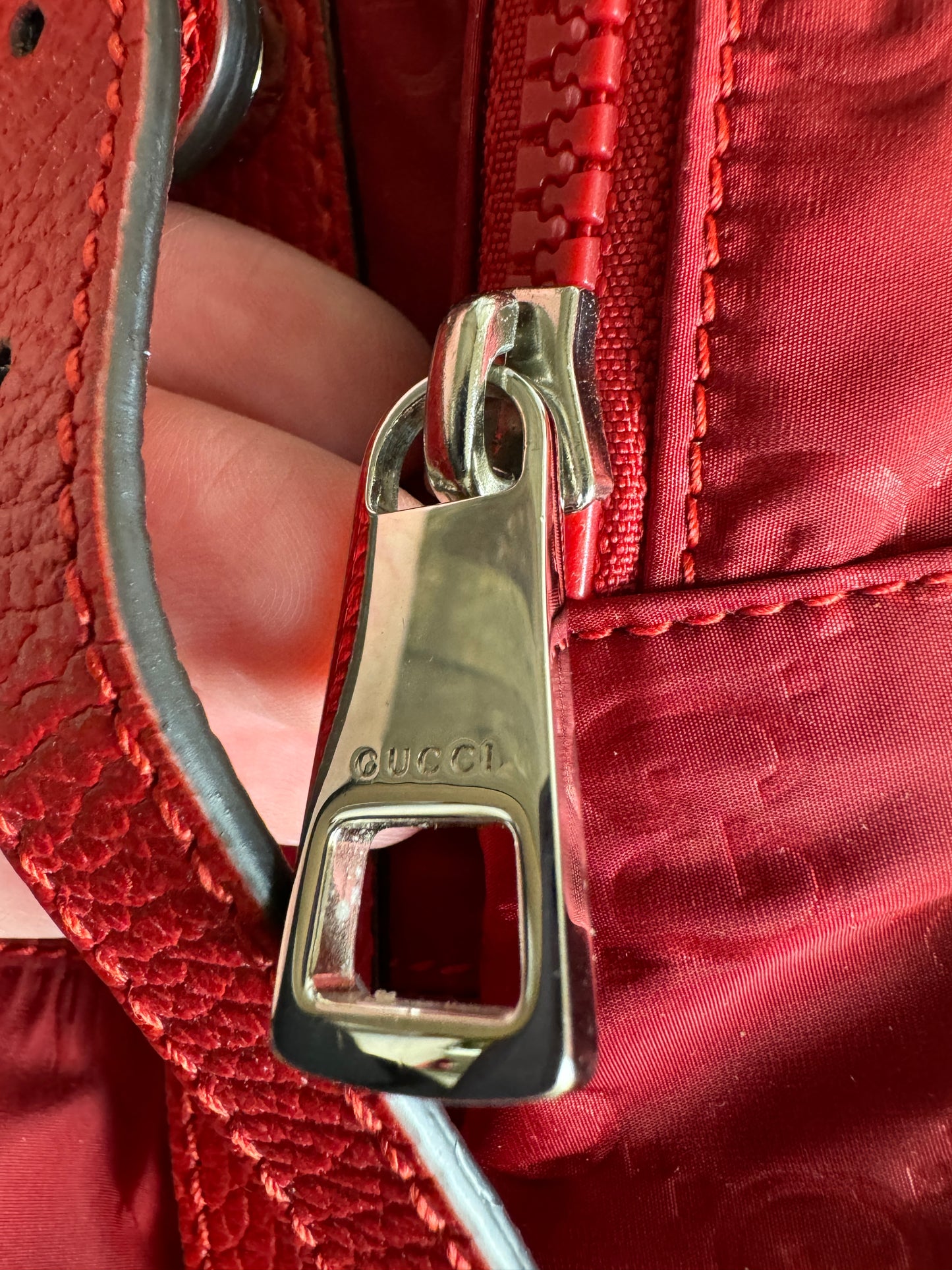 GUCCI Red Nylon Guccissima Travel Backpack