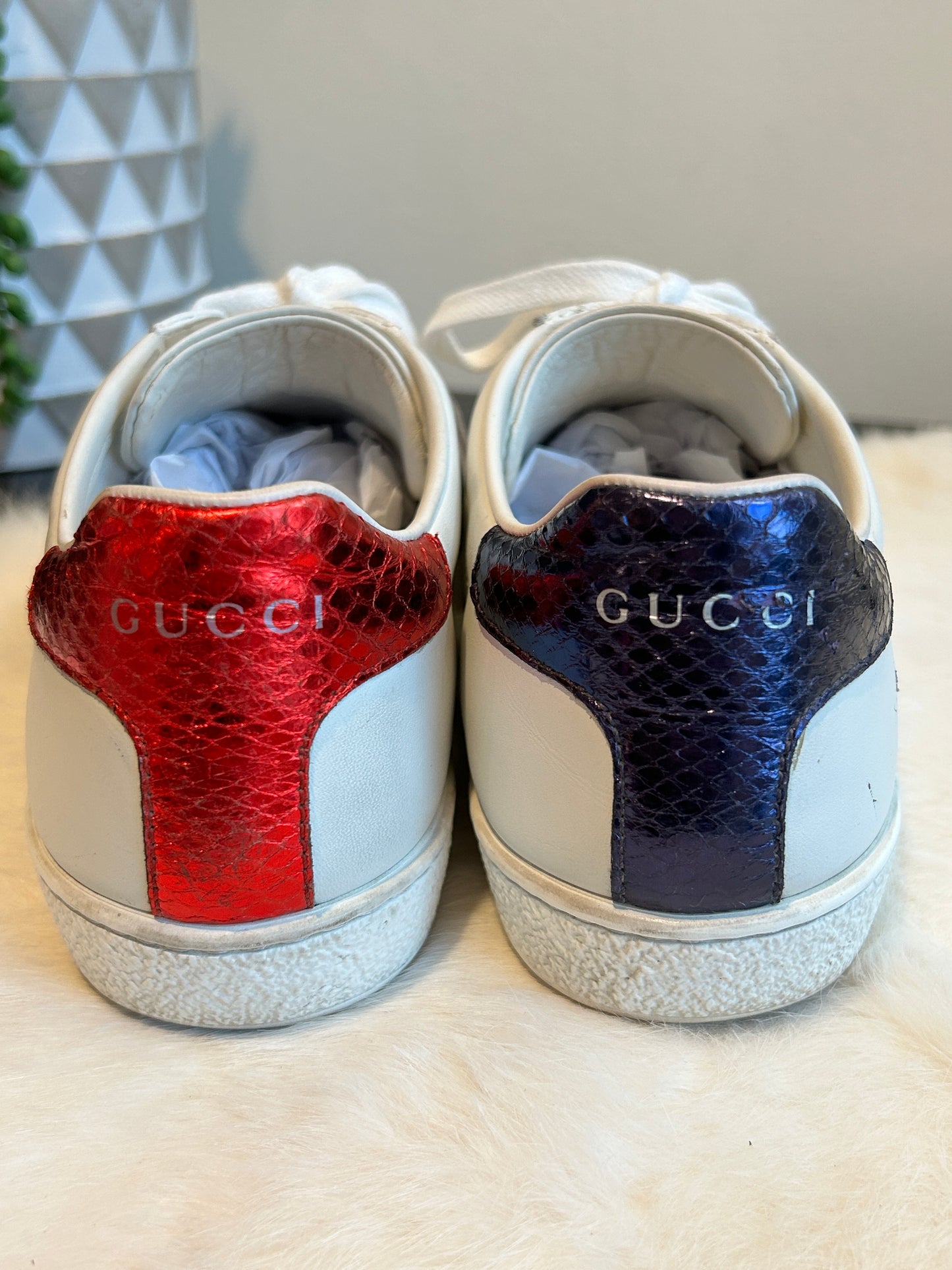 GUCCI Ace Rhinestone King Snake Sneakers Women's 36.5EU