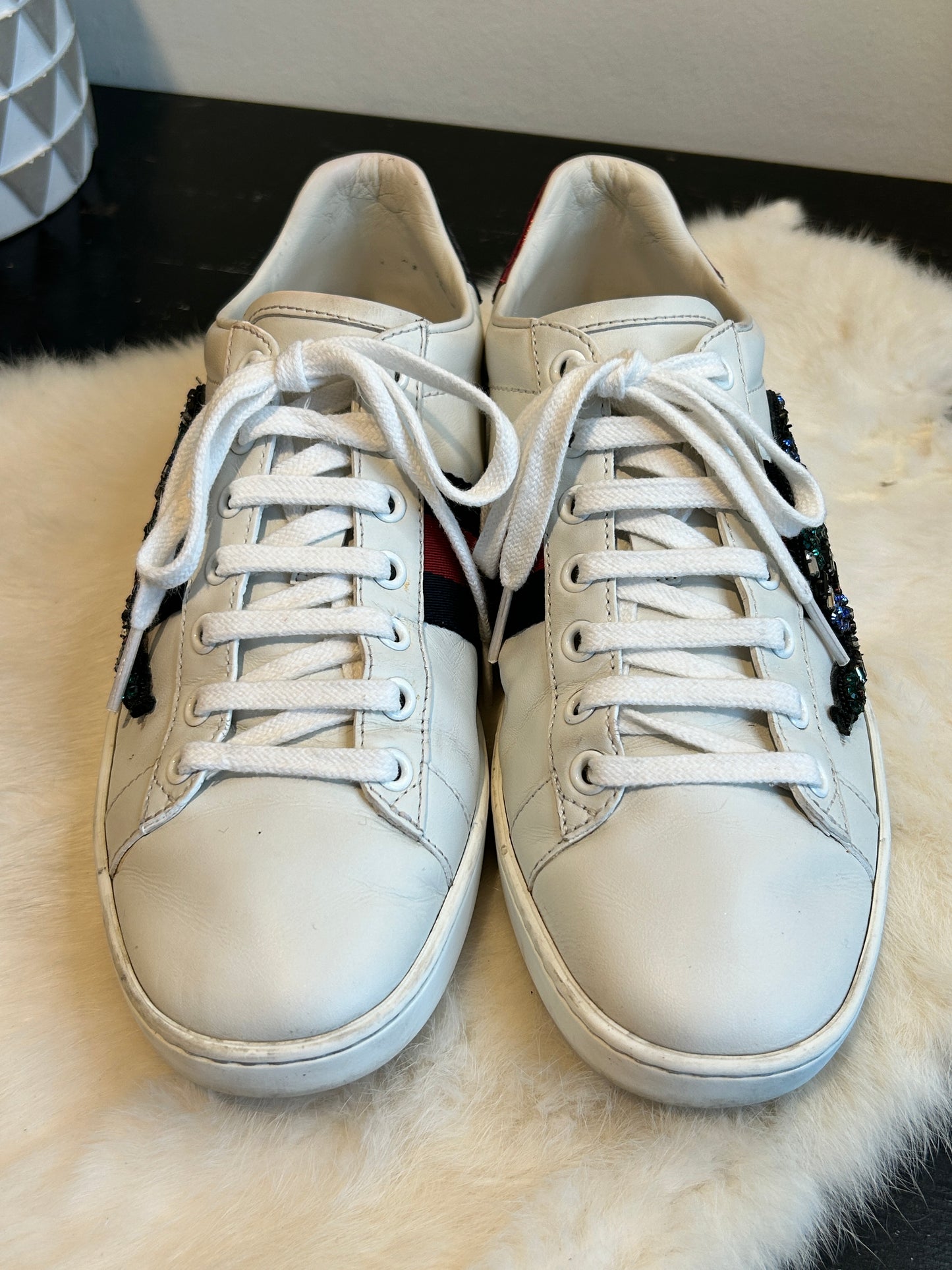 GUCCI Ace Rhinestone King Snake Sneakers Women's 36.5EU