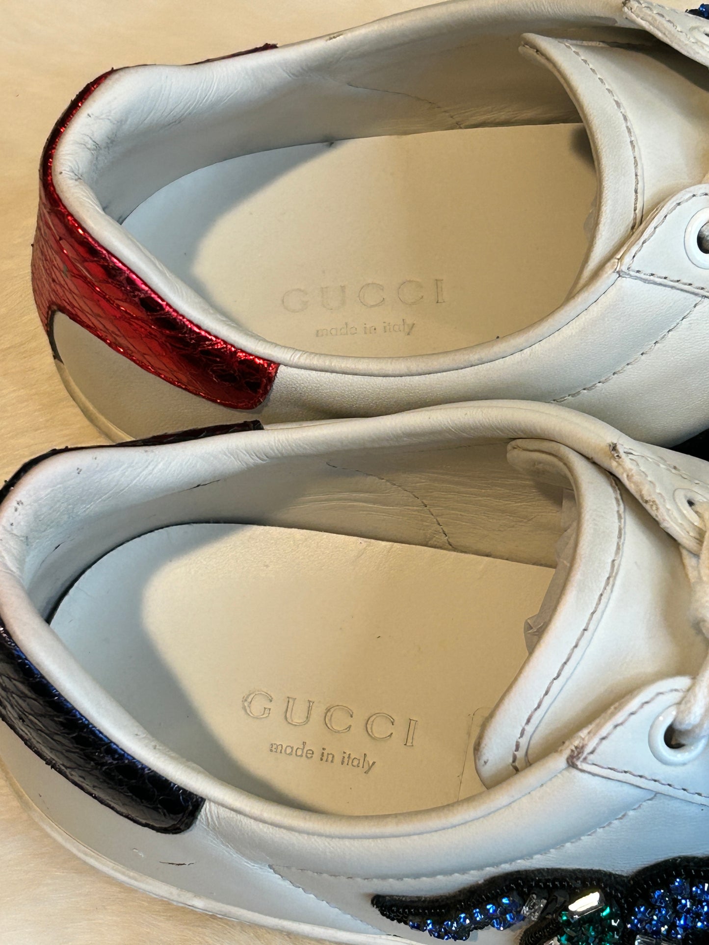 GUCCI Ace Rhinestone King Snake Sneakers Women's 36.5EU