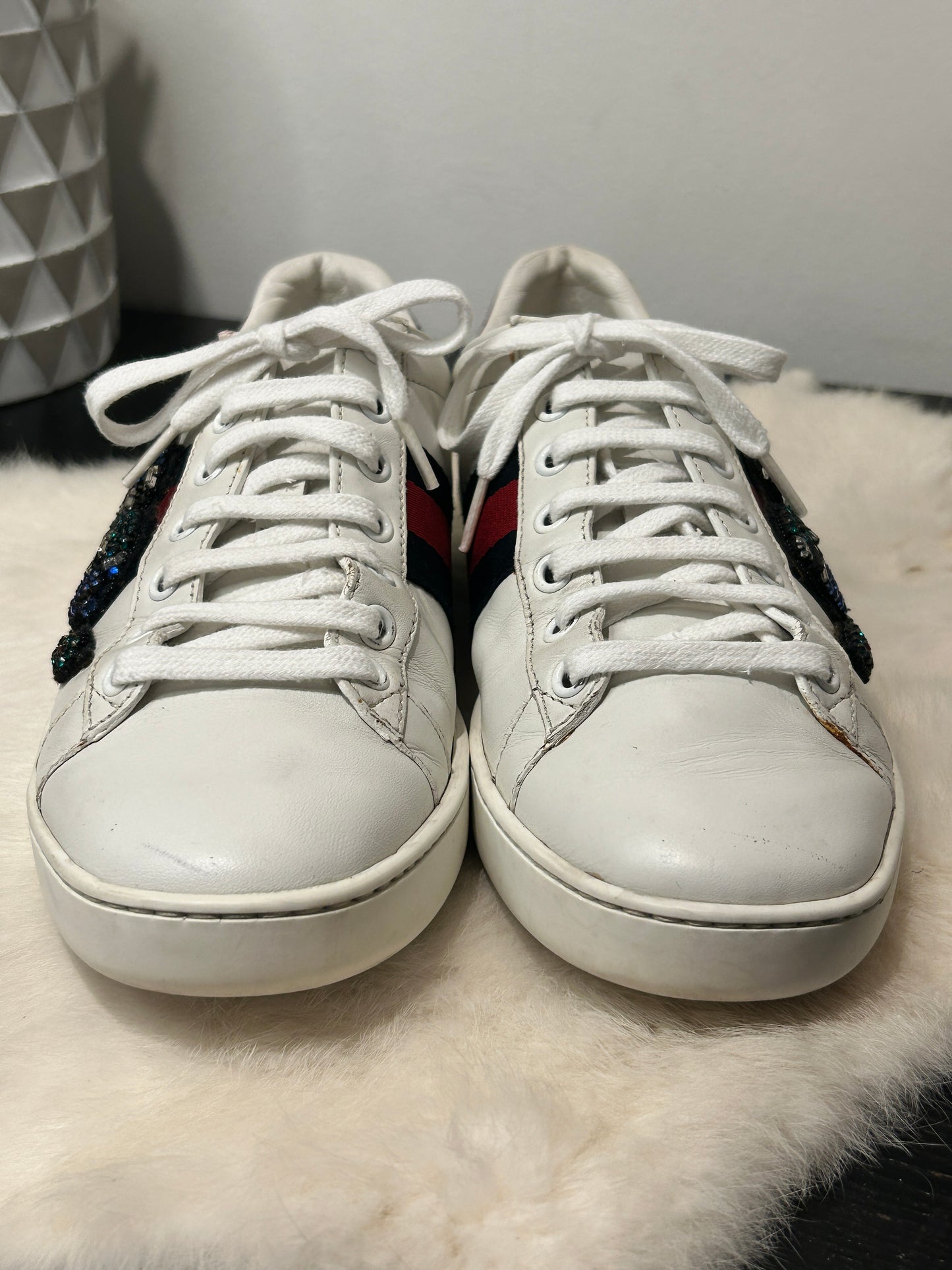 GUCCI Ace Rhinestone King Snake Sneakers Women's 36.5EU