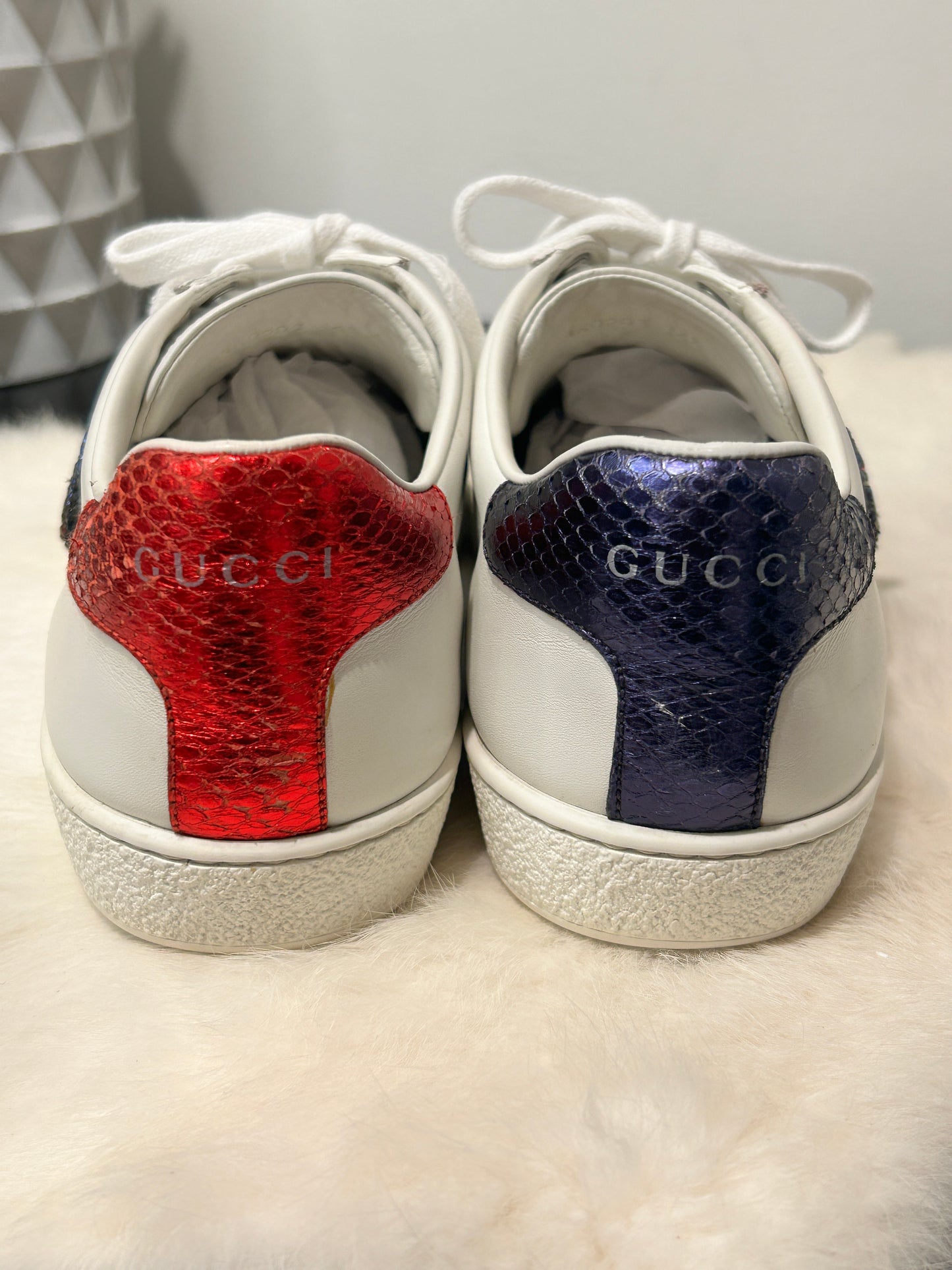 GUCCI Ace Rhinestone King Snake Sneakers Women's 36.5EU