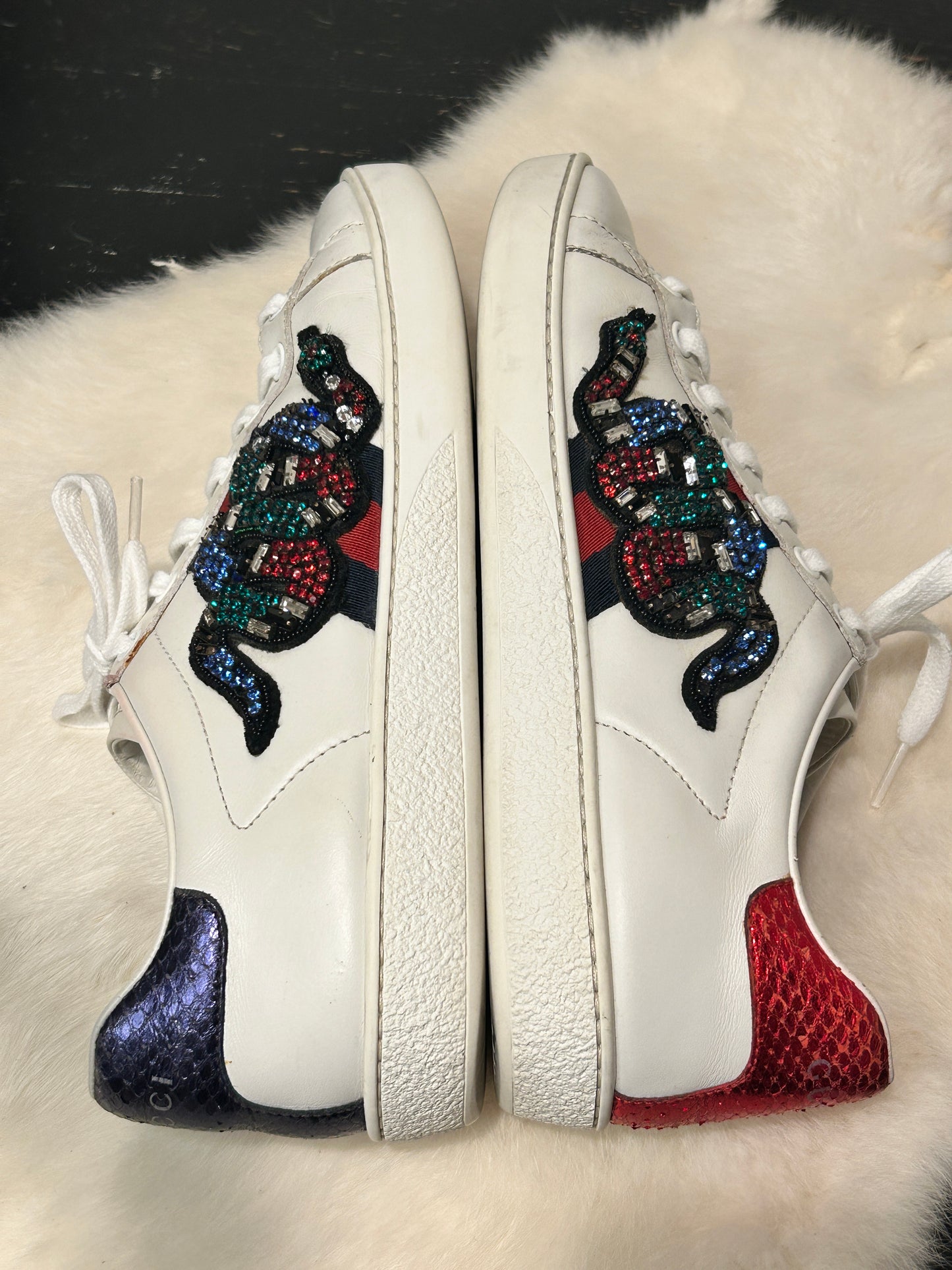 GUCCI Ace Rhinestone King Snake Sneakers Women's 36.5EU