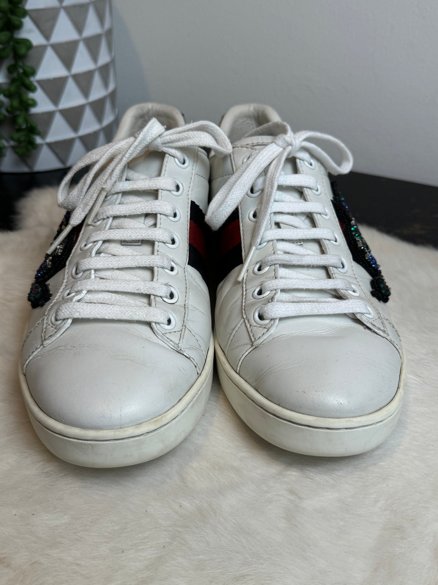 GUCCI Ace Rhinestone Snake Sneakers Women's 36.5EU