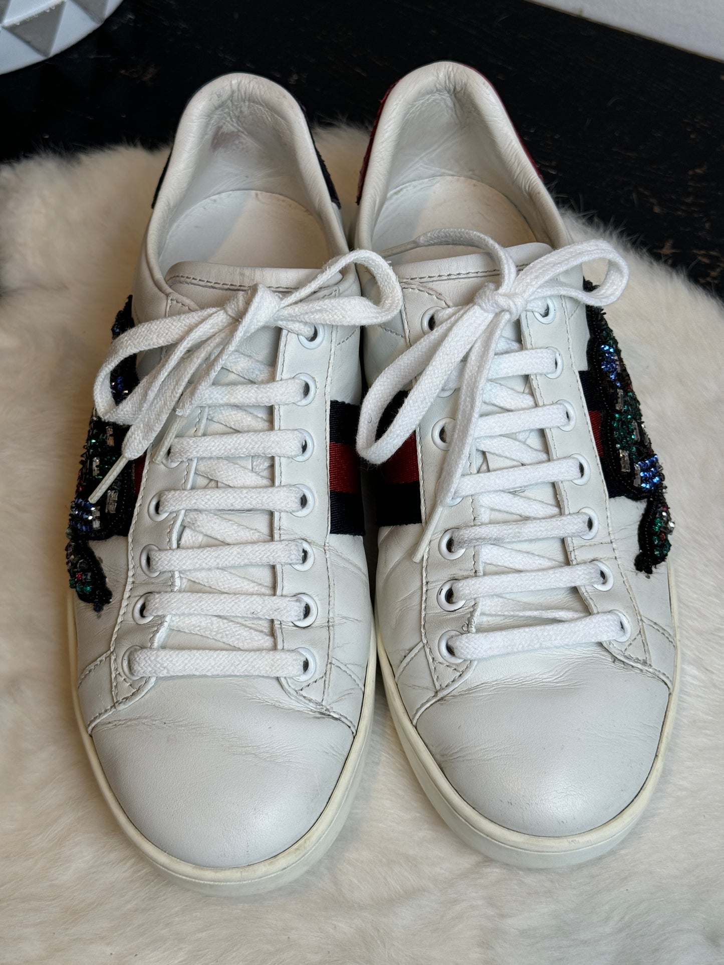 GUCCI Ace Rhinestone Snake Sneakers Women's 36.5EU