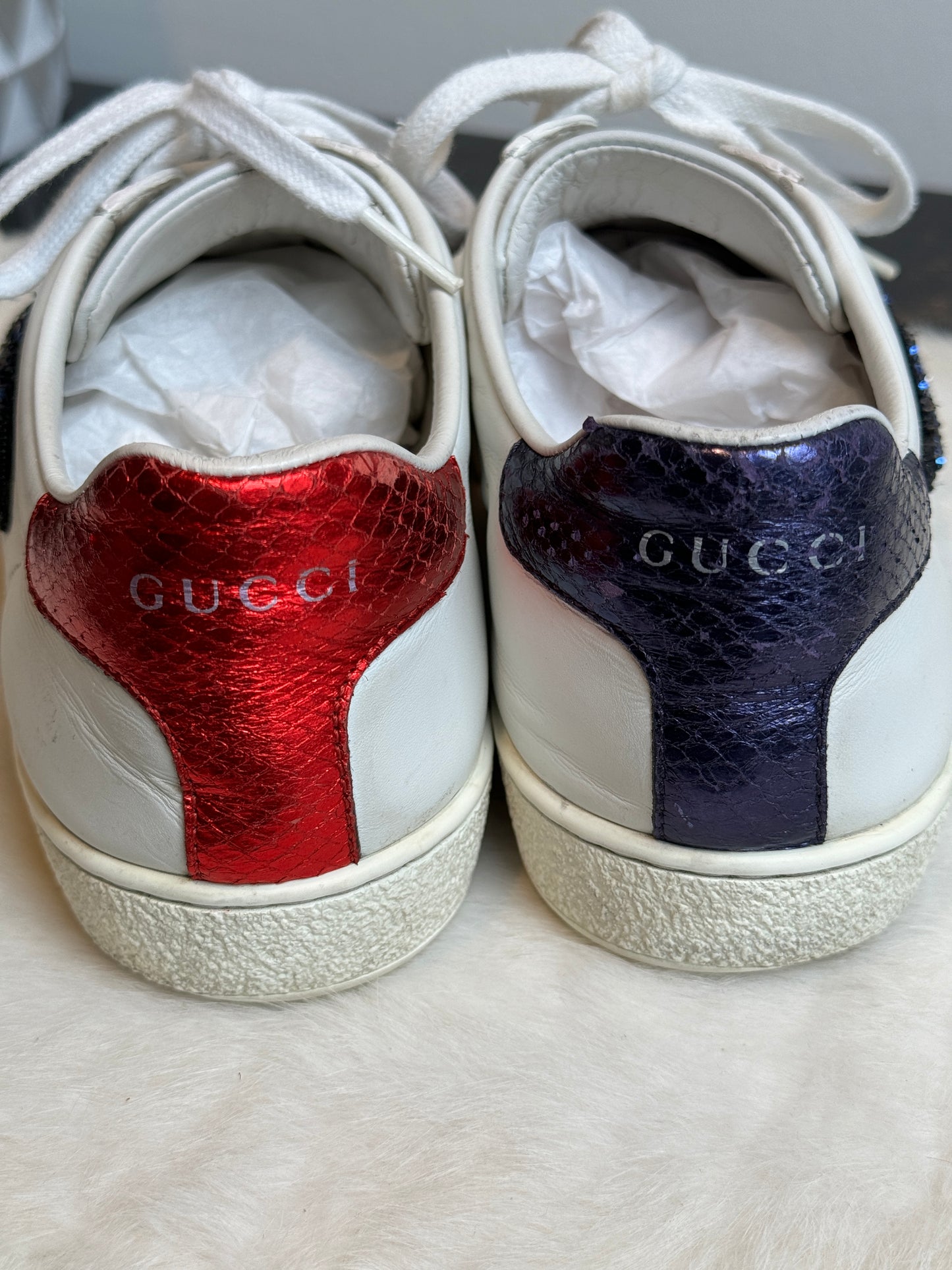 GUCCI Ace Rhinestone Snake Sneakers Women's 36.5EU