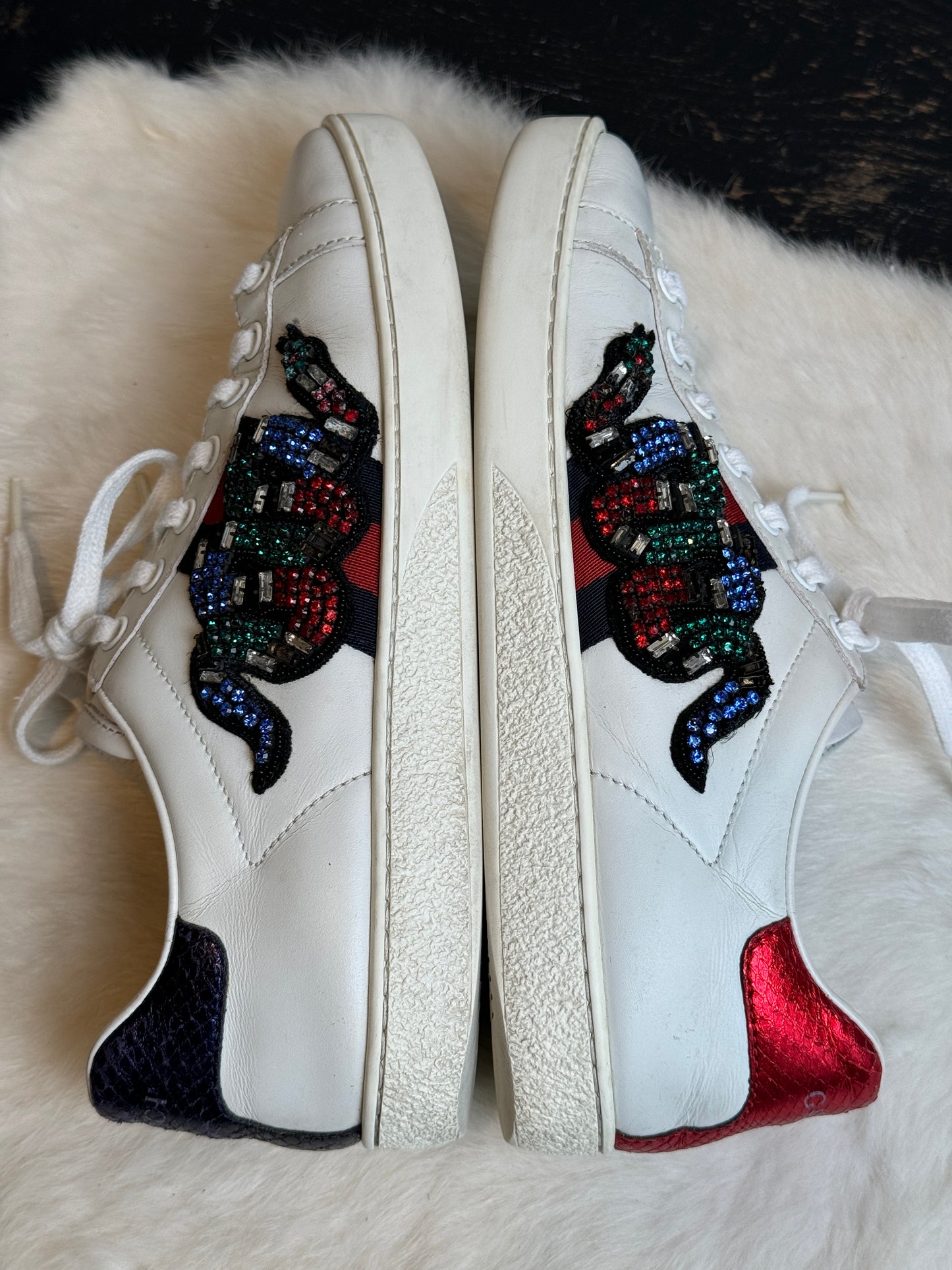 GUCCI Ace Rhinestone Snake Sneakers Women's 36.5EU