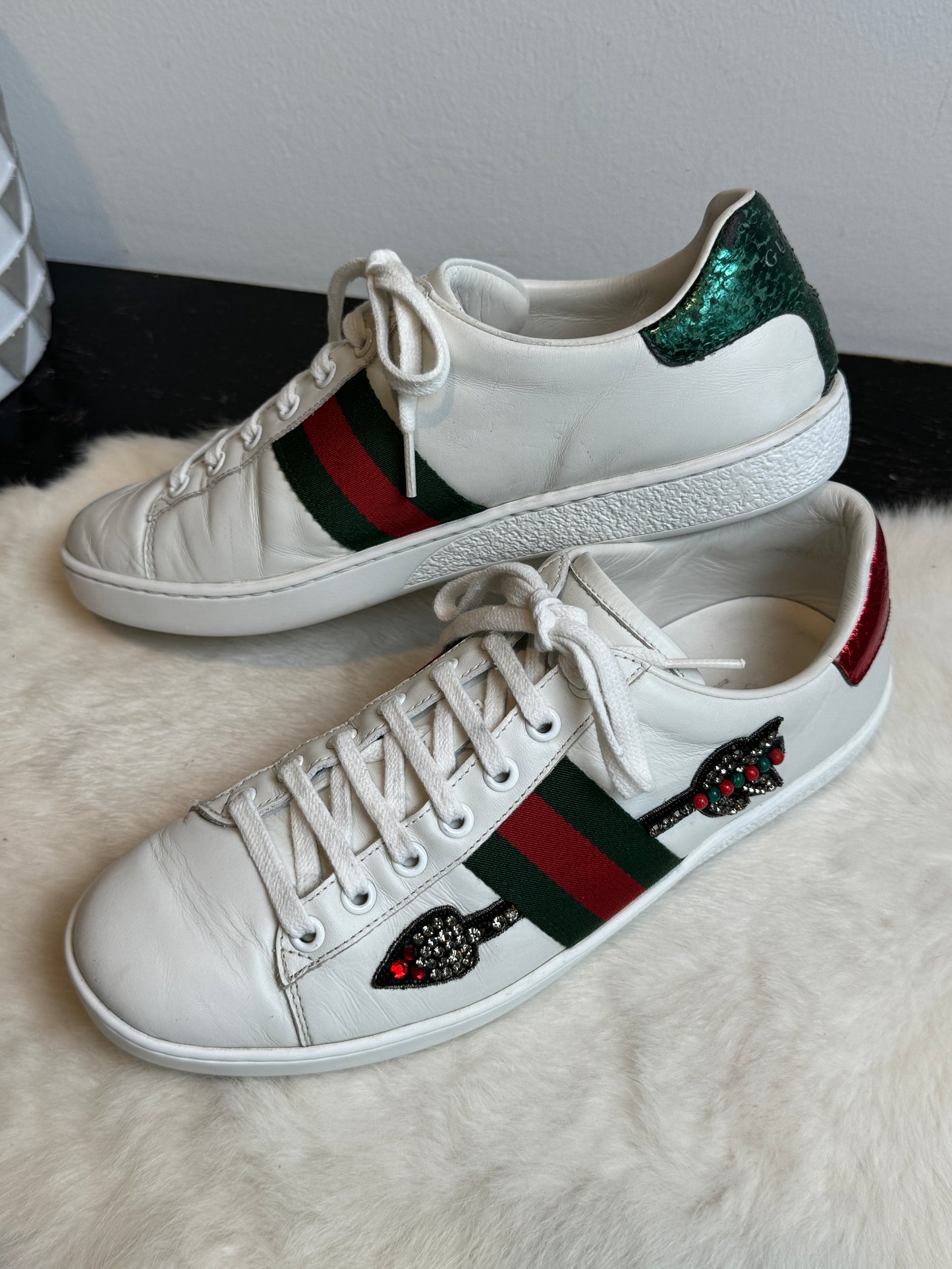 Gucci Ace Rhinestone Arrows Sneakers Size 37.5EU