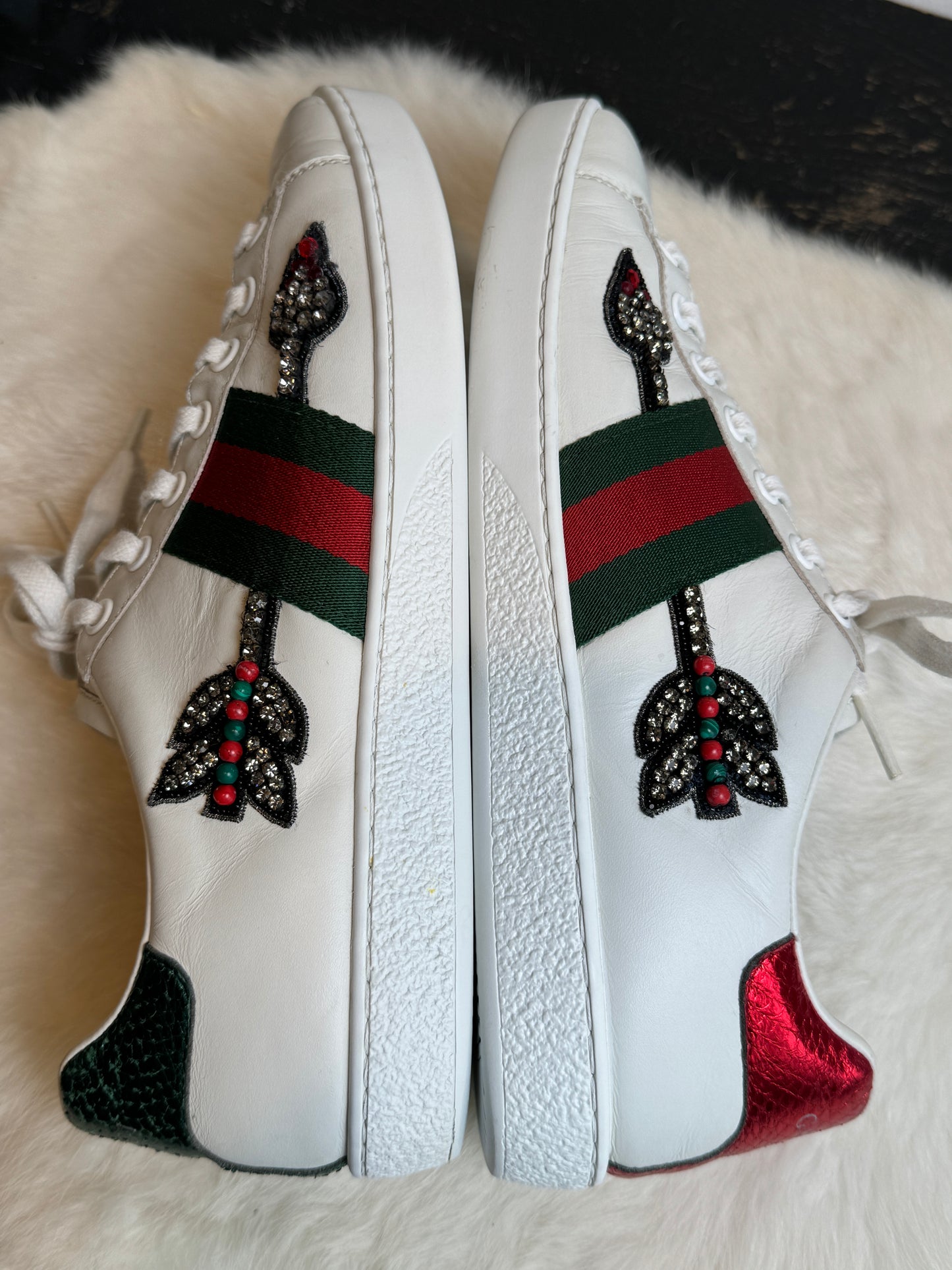 Gucci Ace Rhinestone Arrows Sneakers Size 37.5EU