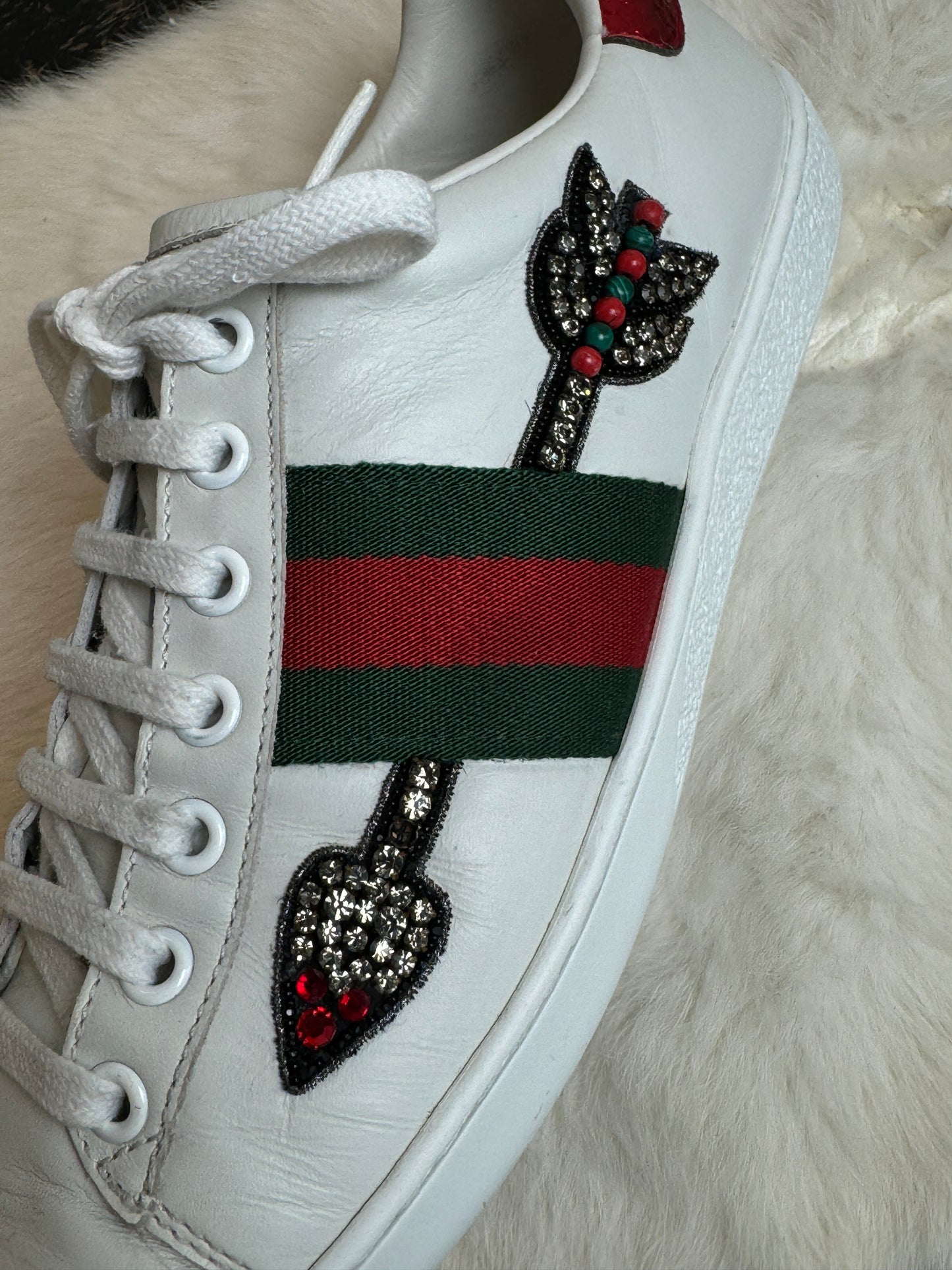 Gucci Ace Rhinestone Arrows Sneakers Size 37.5EU