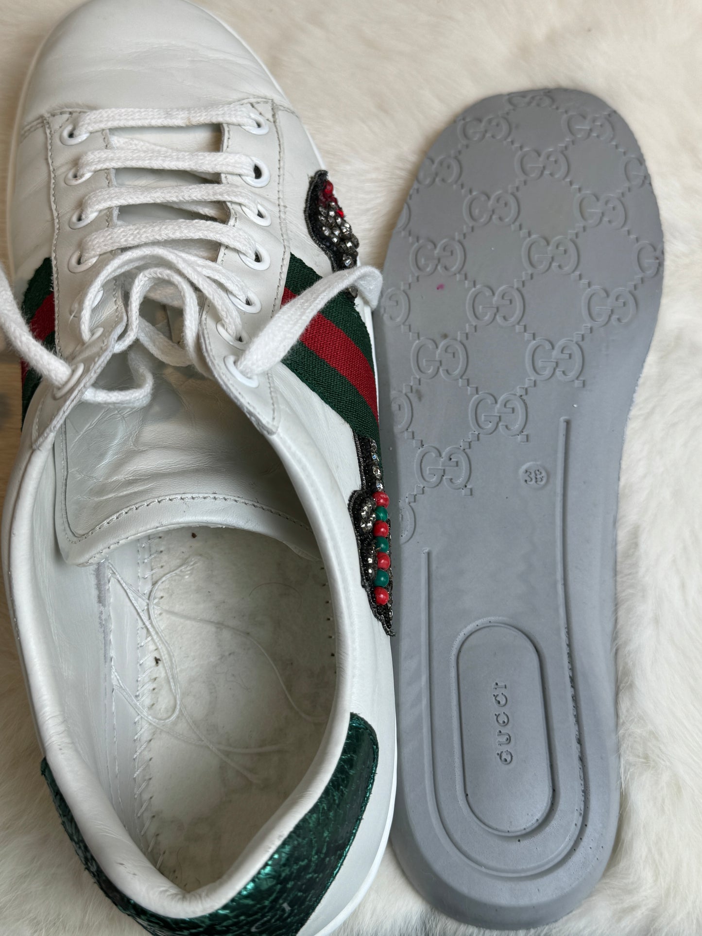 Gucci Ace Rhinestone Arrows Sneakers Size 37.5EU