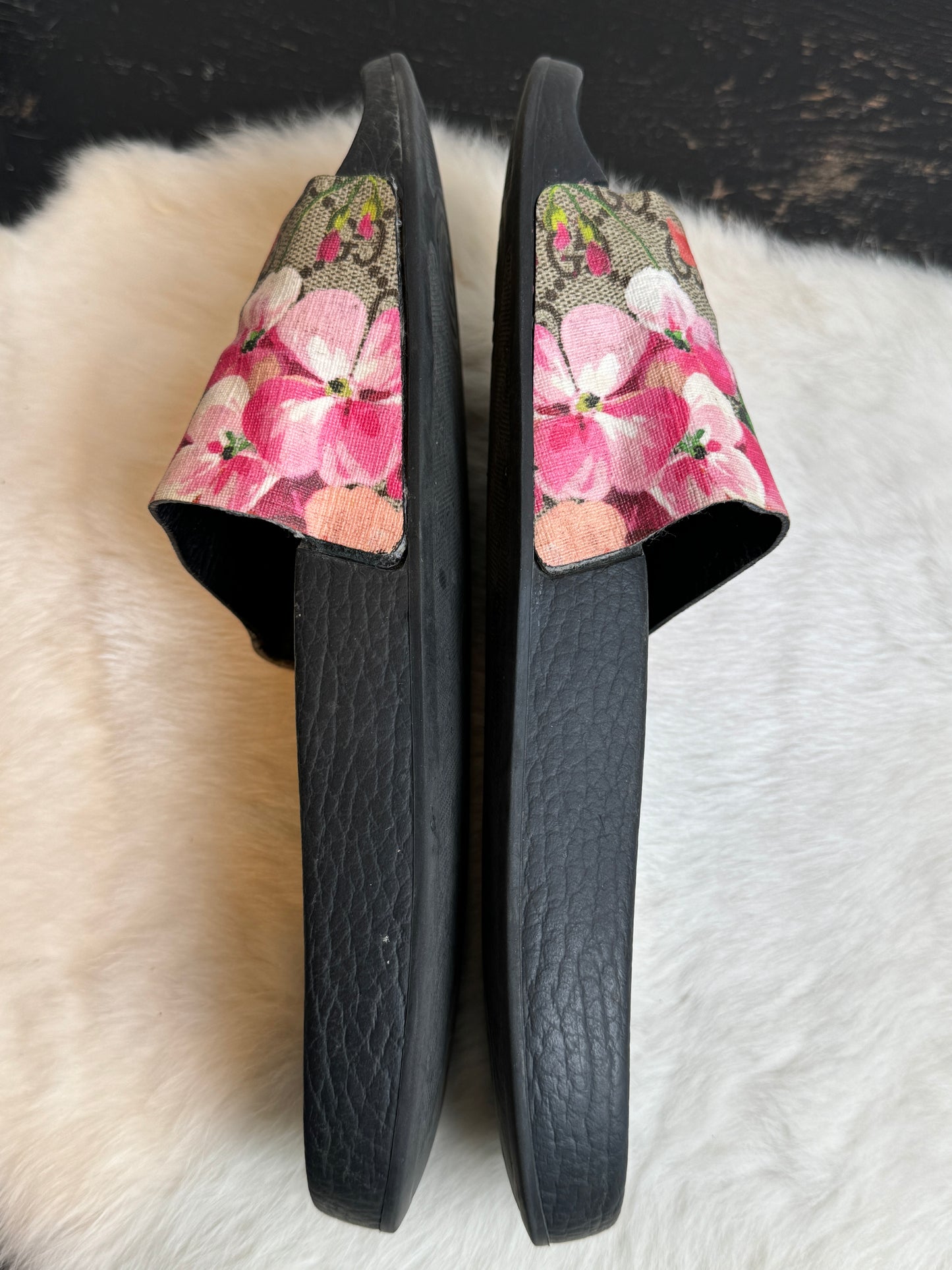 GUCCI Supreme Canvas Blooms Women's Slides 39EU