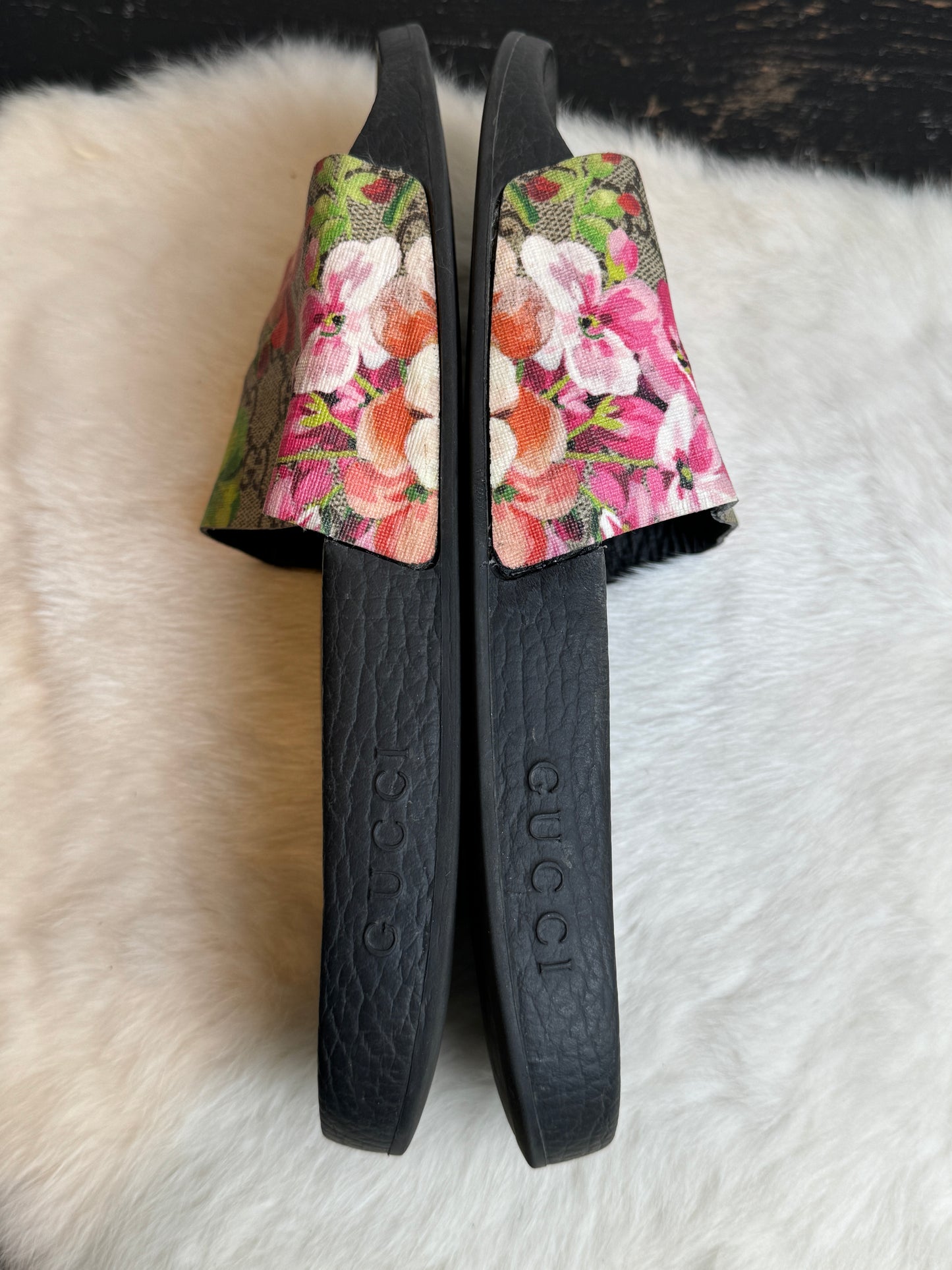 GUCCI Supreme Canvas Blooms Women's Slides 39EU