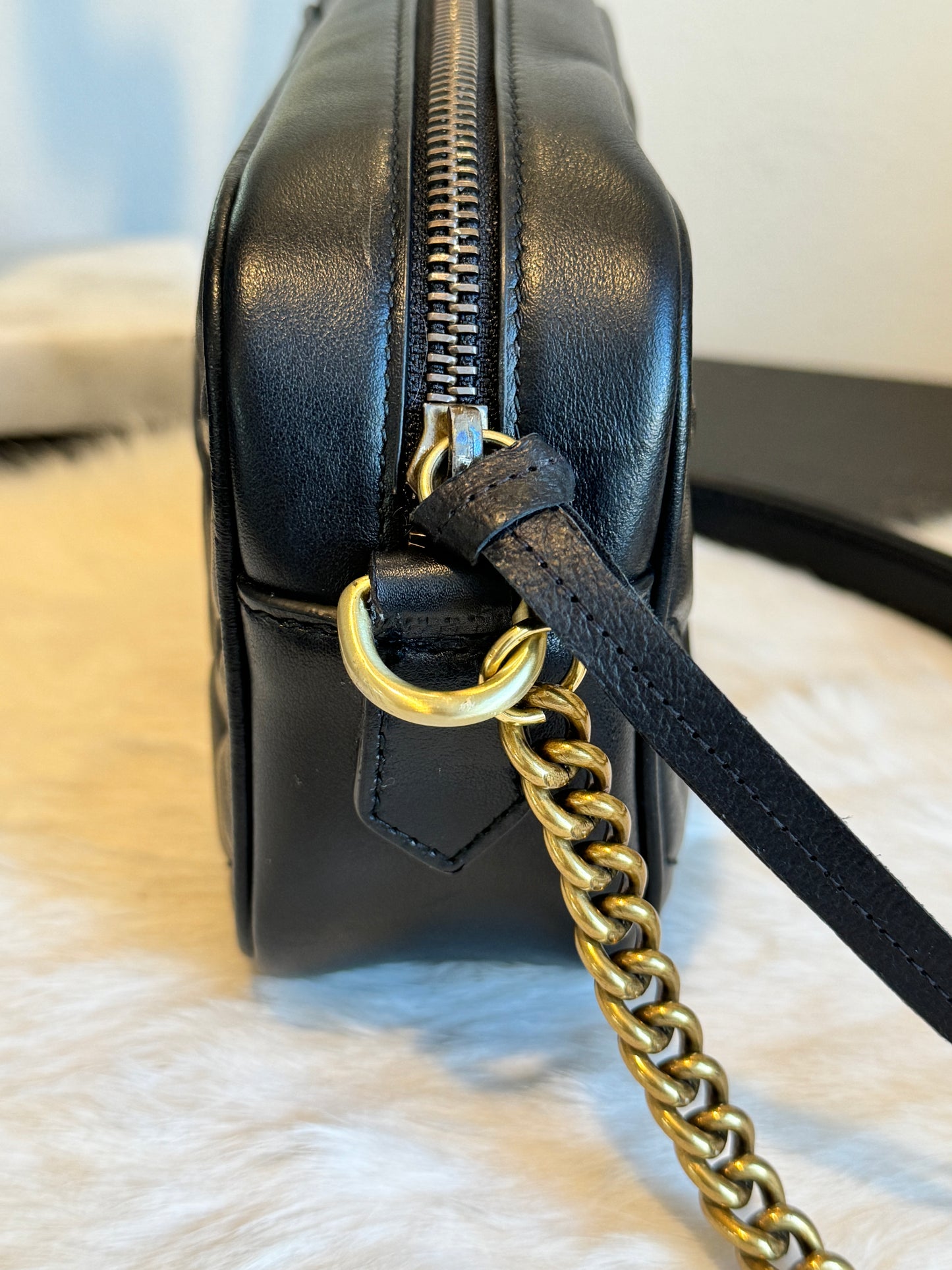 GUCCI Mini Marmont Camera Bag Black