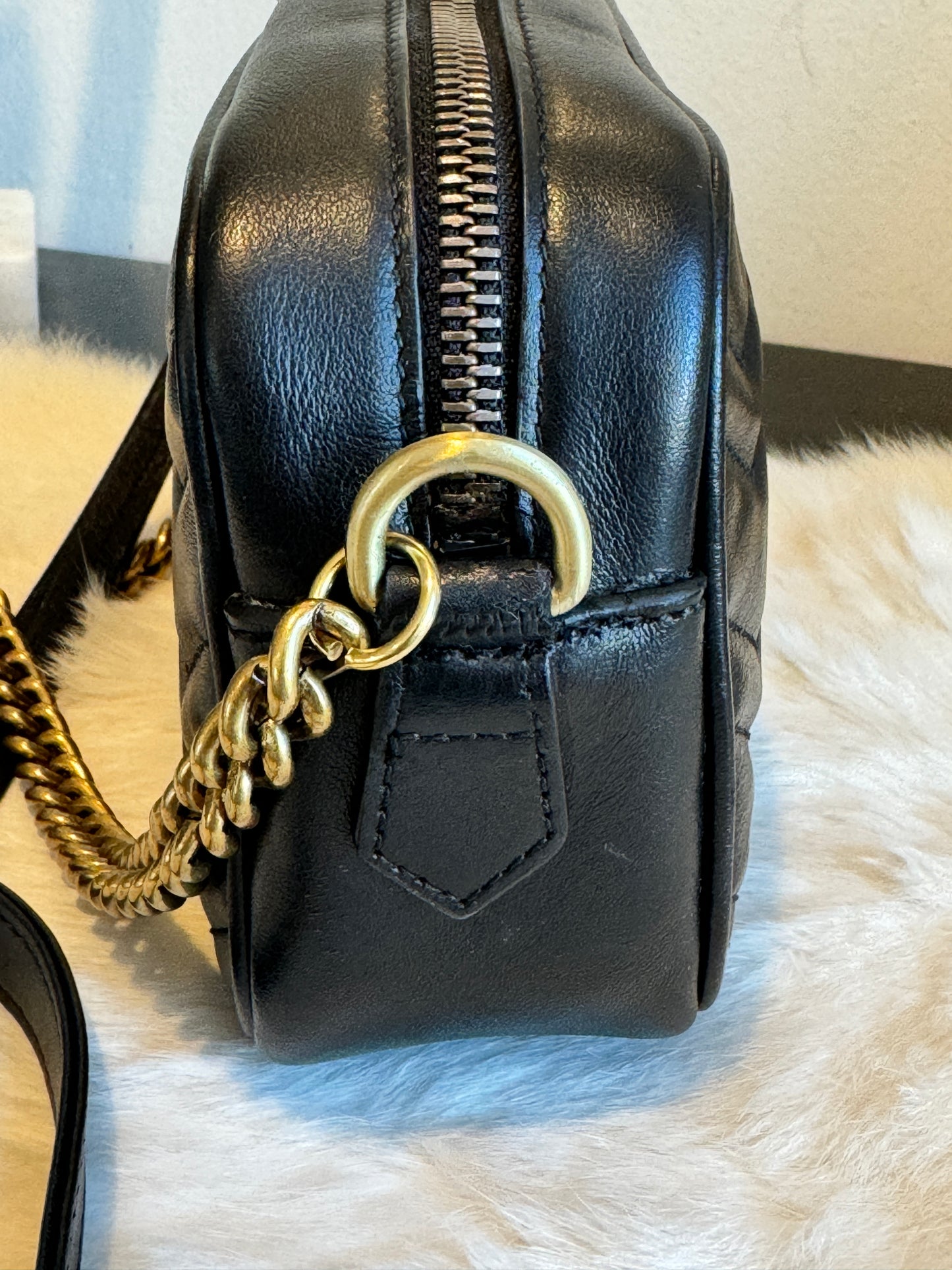 GUCCI Mini Marmont Camera Bag Black