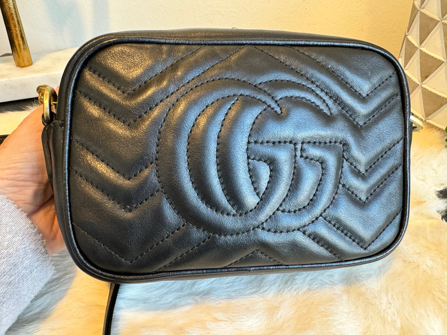 GUCCI Mini Marmont Camera Bag Black