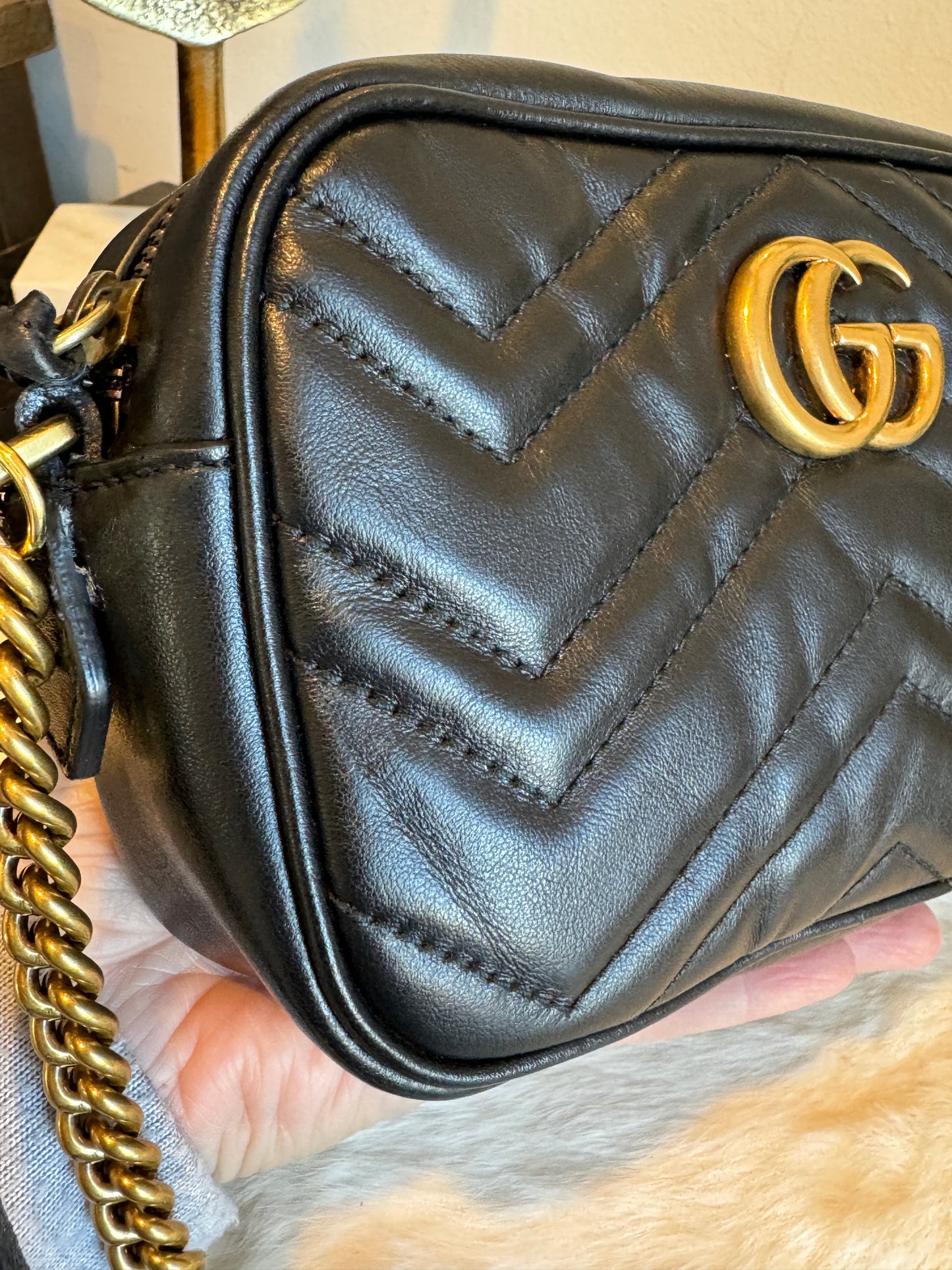 GUCCI Mini Marmont Camera Bag Black