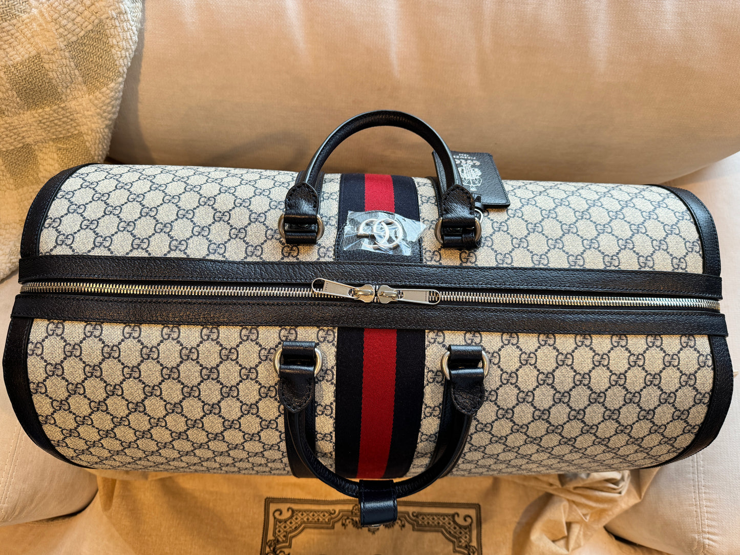 Gucci Savoy Supreme Maxi Duffel Navy