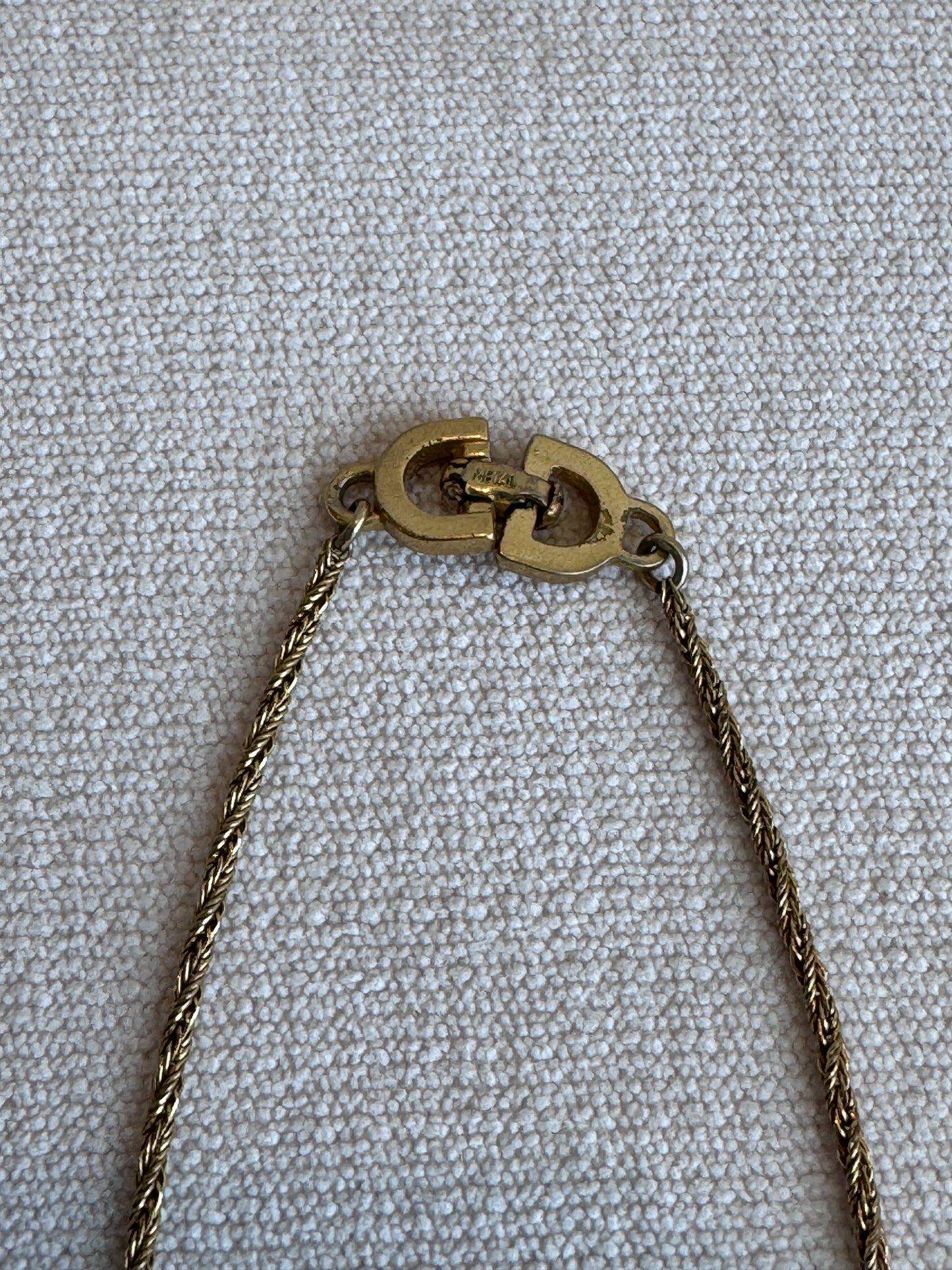 Christian Dior Gold-Tone Dog Tag Necklace Vintage Jewelry