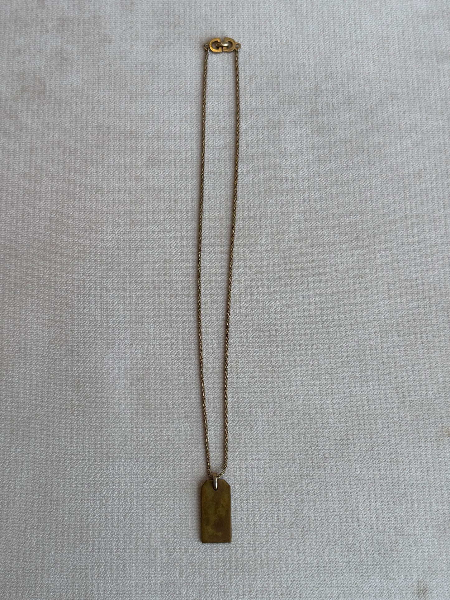 Christian Dior Gold-Tone Dog Tag Necklace Vintage Jewelry
